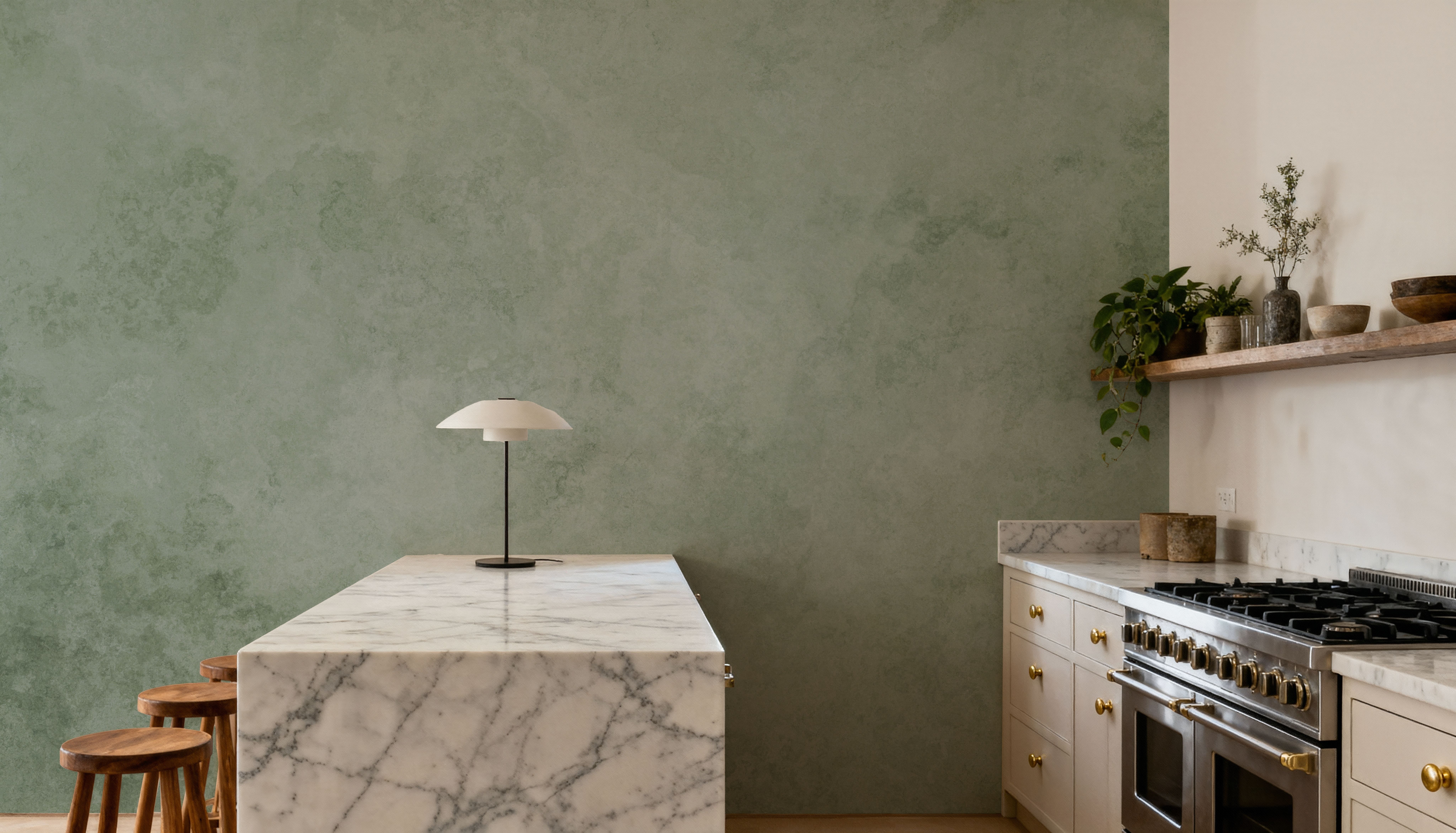 Subtle Plaster Wall, Light Green