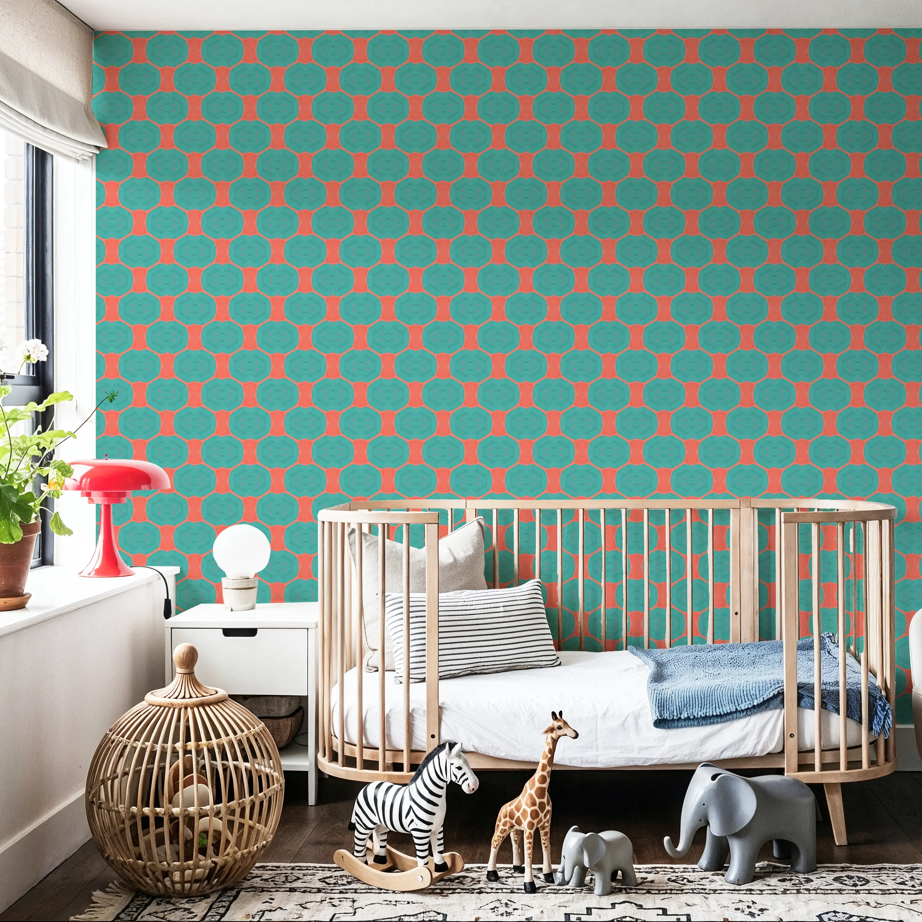 Wallpaper - Batik Java - Circles - Hallway staircases - Wallism US - Premium, Textured or Peel & Stick
