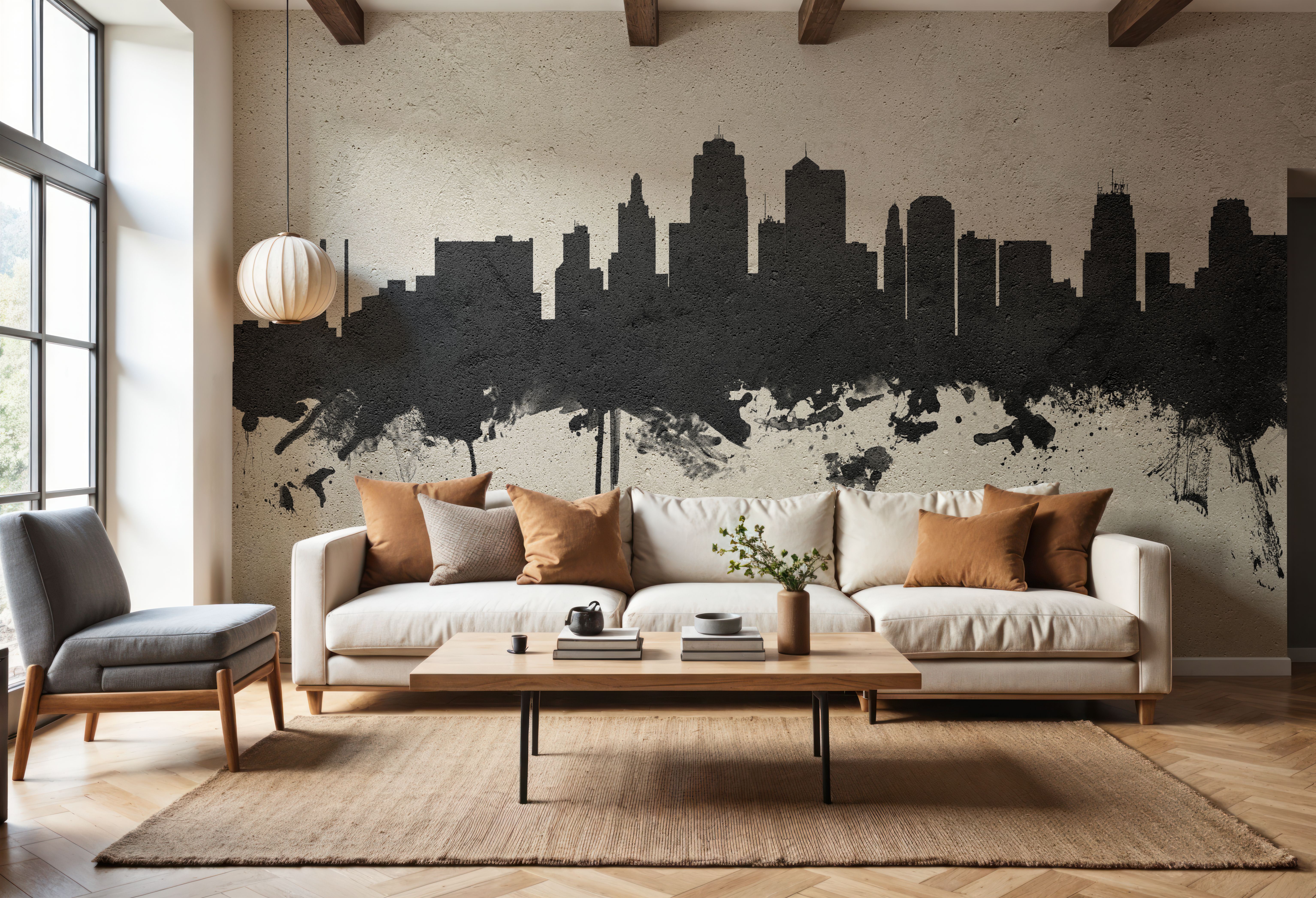 Wall Mural - Kansas City Missouri Skyline Concrete - Offices - Wallism US - Premium, Textured or Peel & Stick