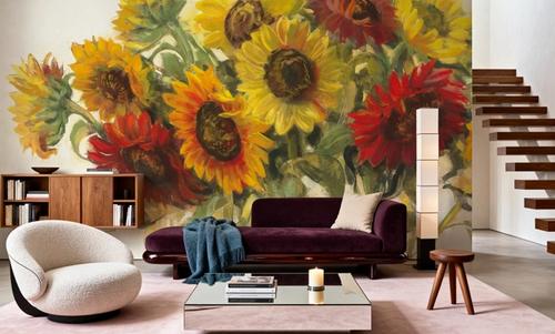 Gathering Sunflowers on White
