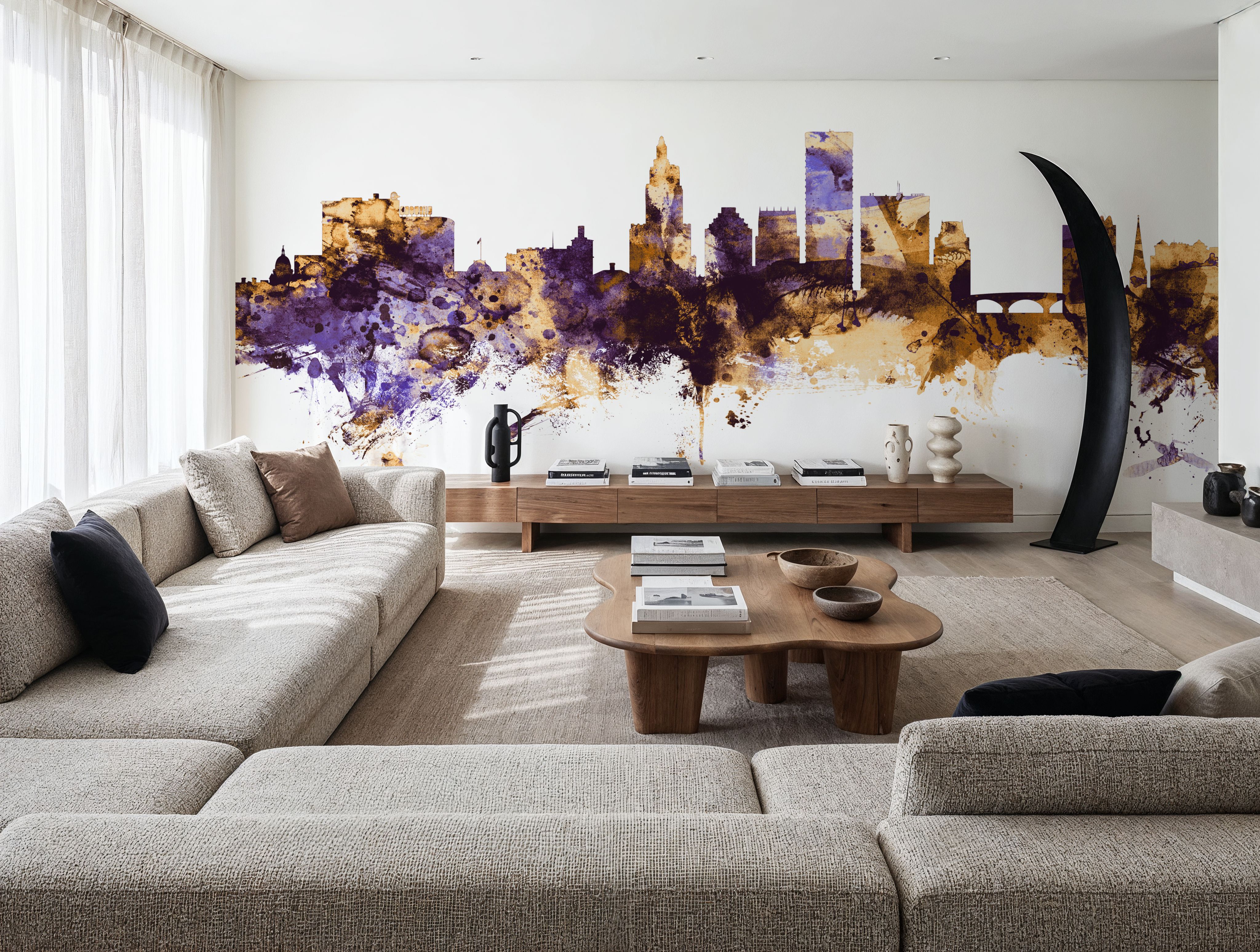 Providence Rhode Island Skyline Purple & Gold