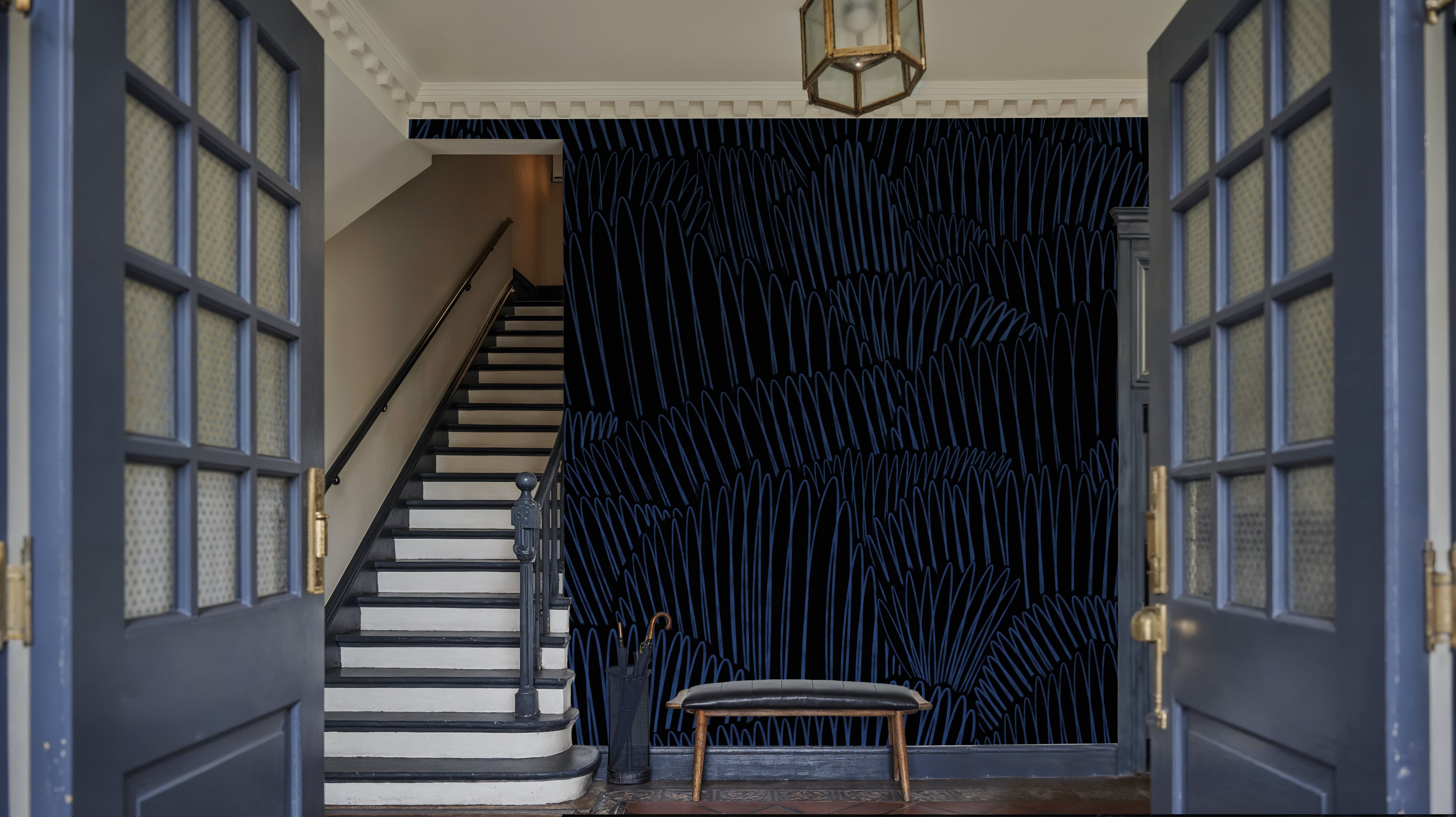 Ruffles Hills, Midnight Blue, Wallpaper