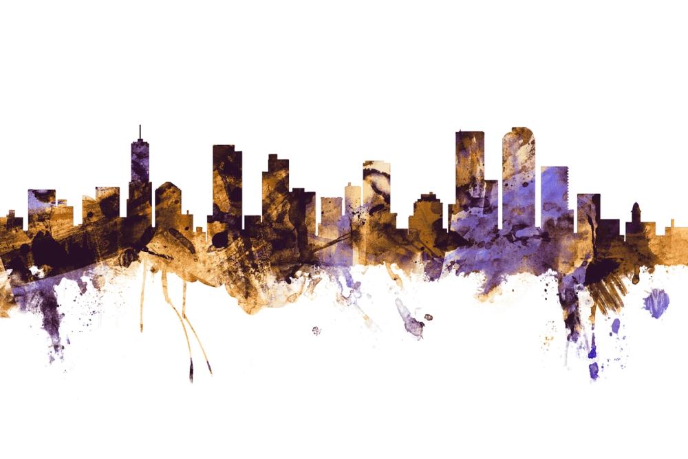 Denver Skyline Purple & Gold