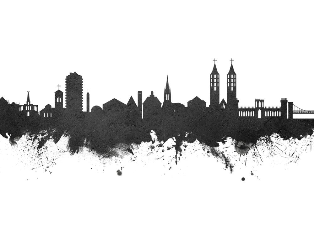 Kassel Germany Skyline Black & White