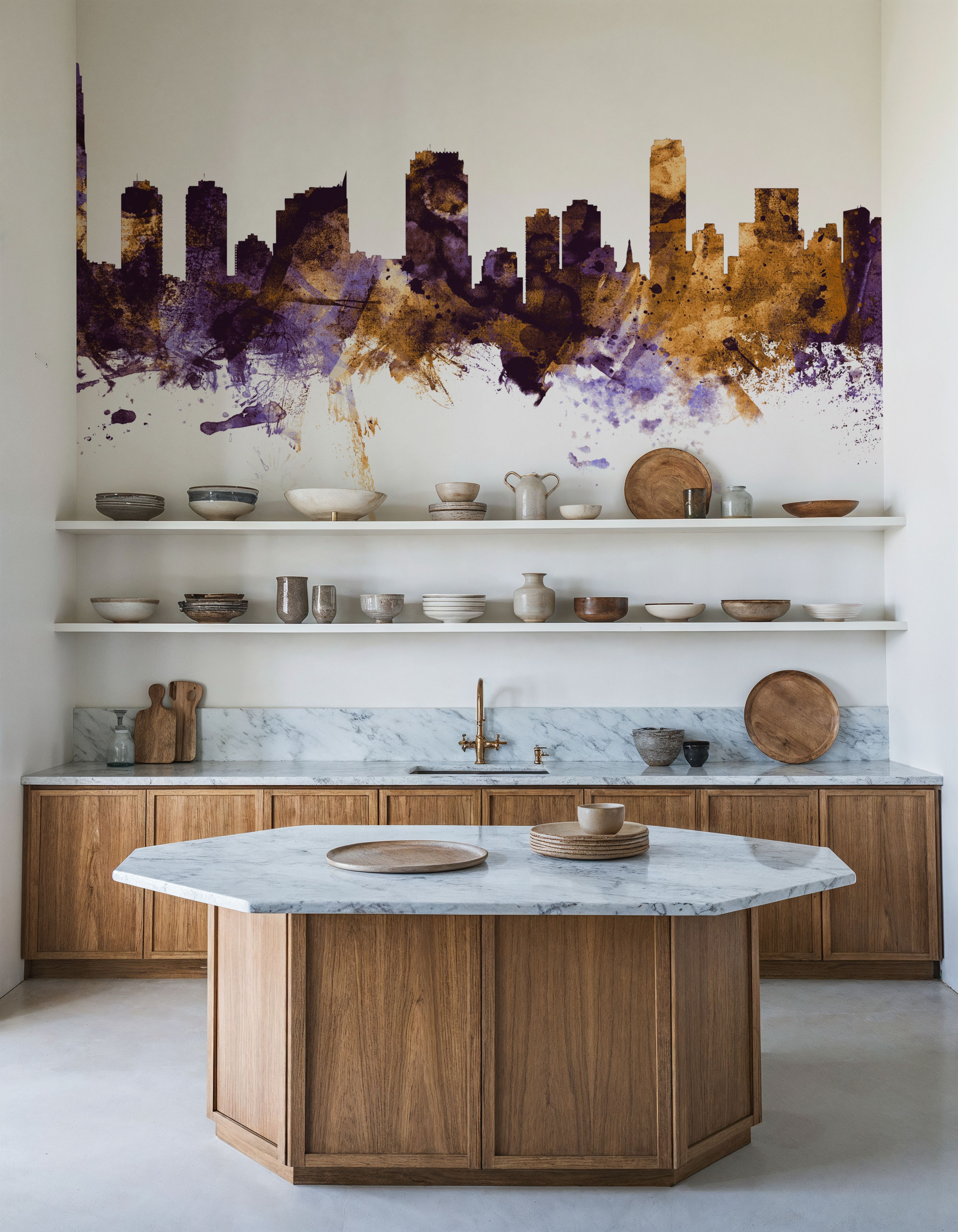 Jersey City New York Skyline Purple & Gold