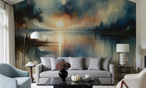 Watercolor Abstract Lake