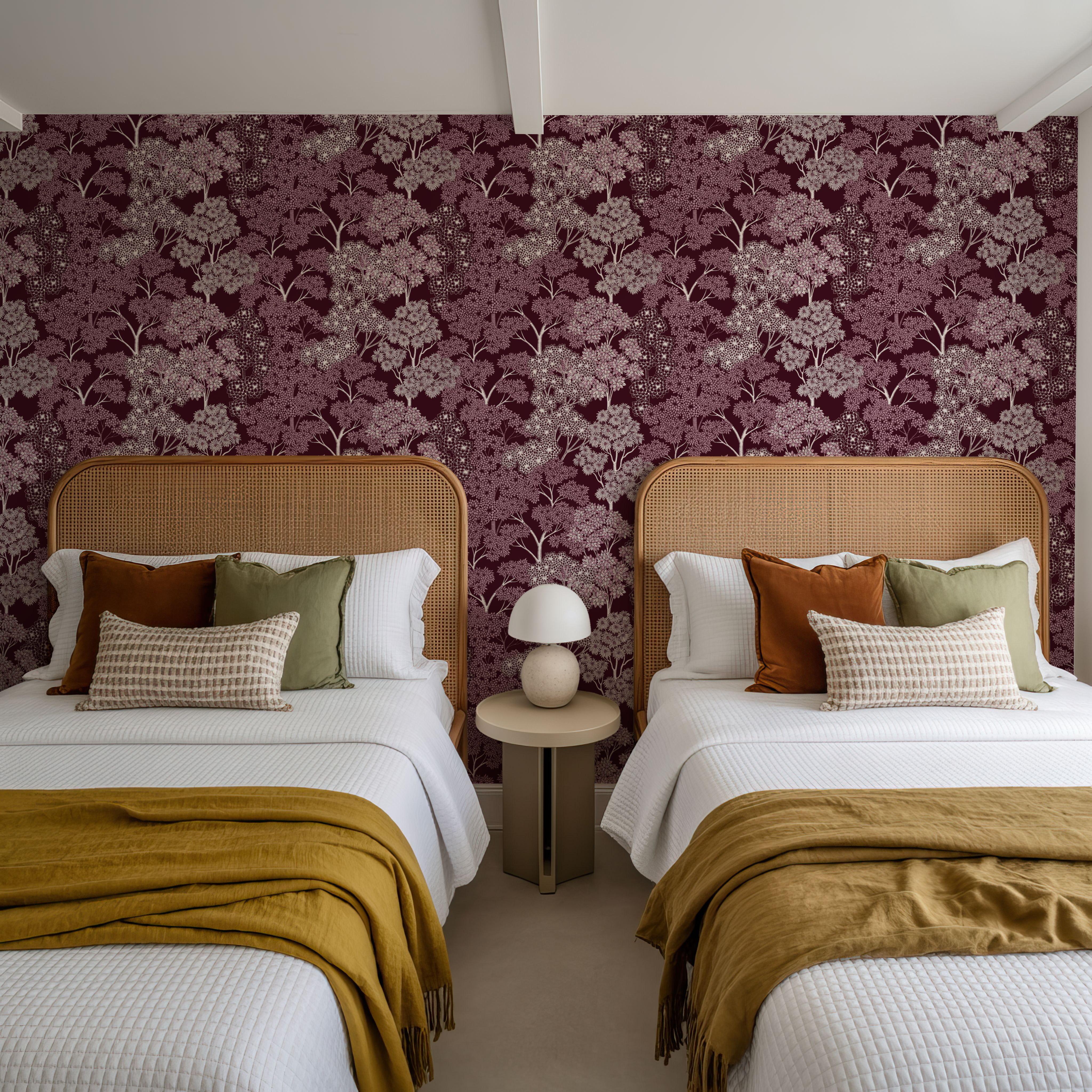 Overleaf Woodland Pattern, Burgundy