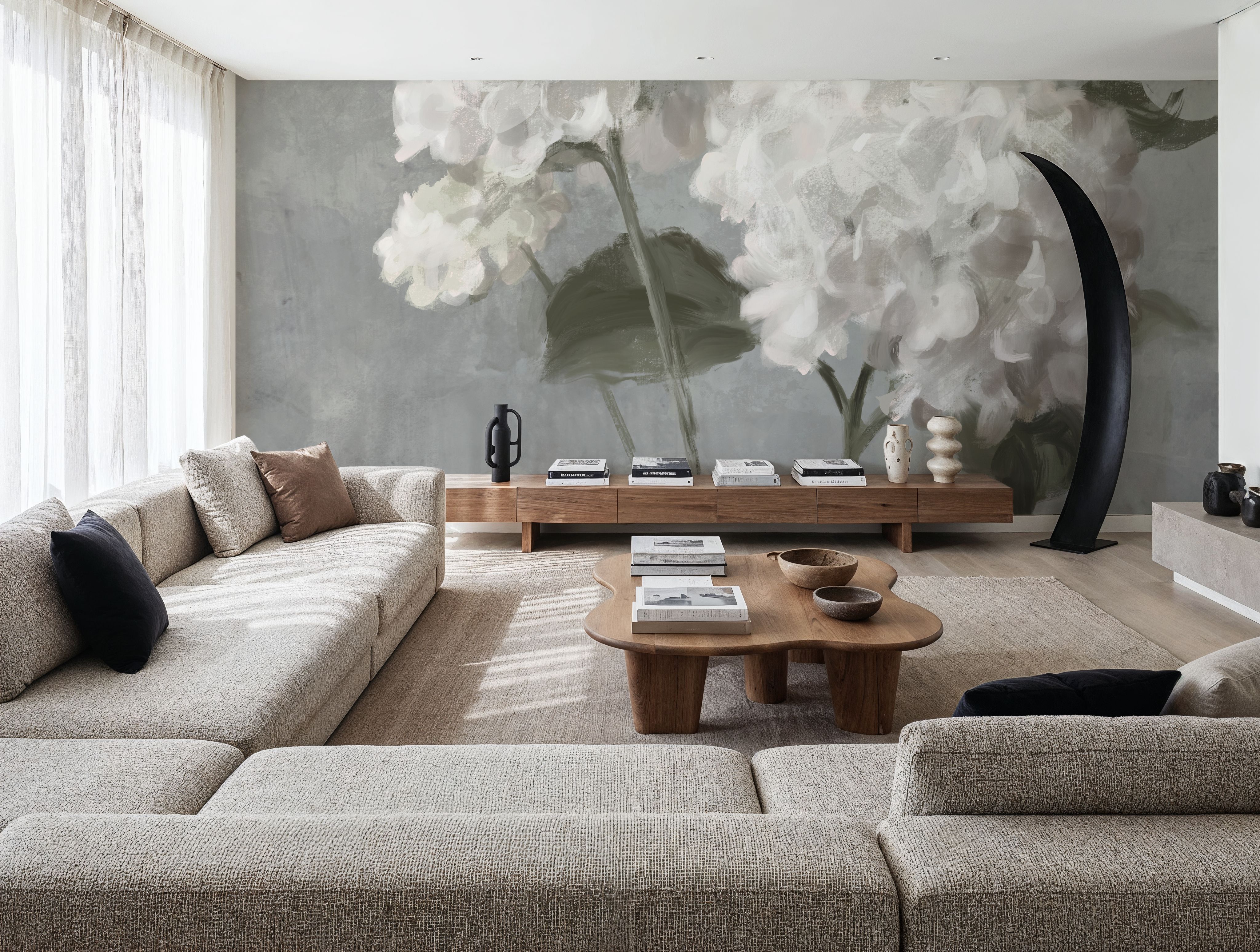 White Hydrangeas on Gray