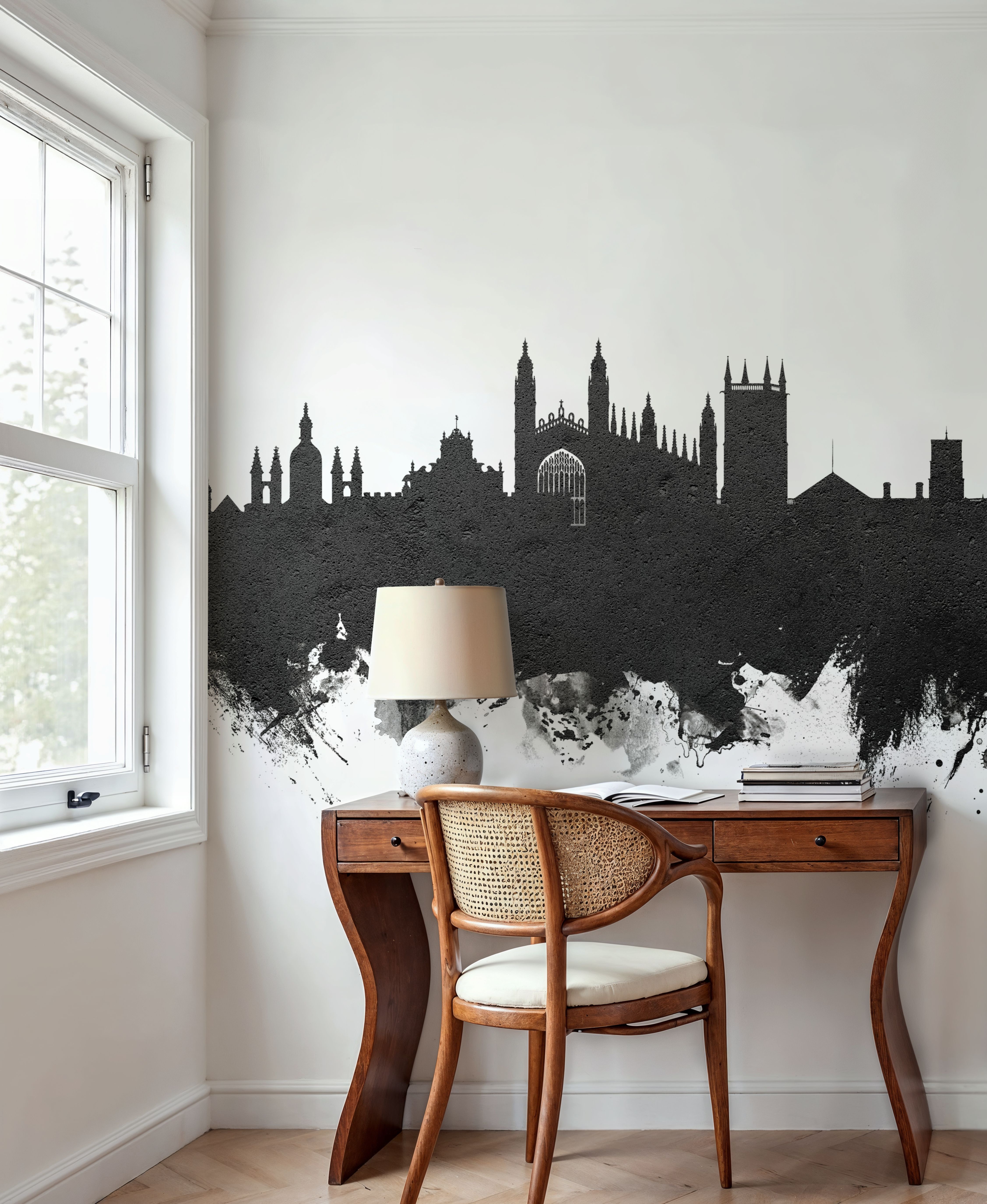 Cambridge England Skyline Black & White