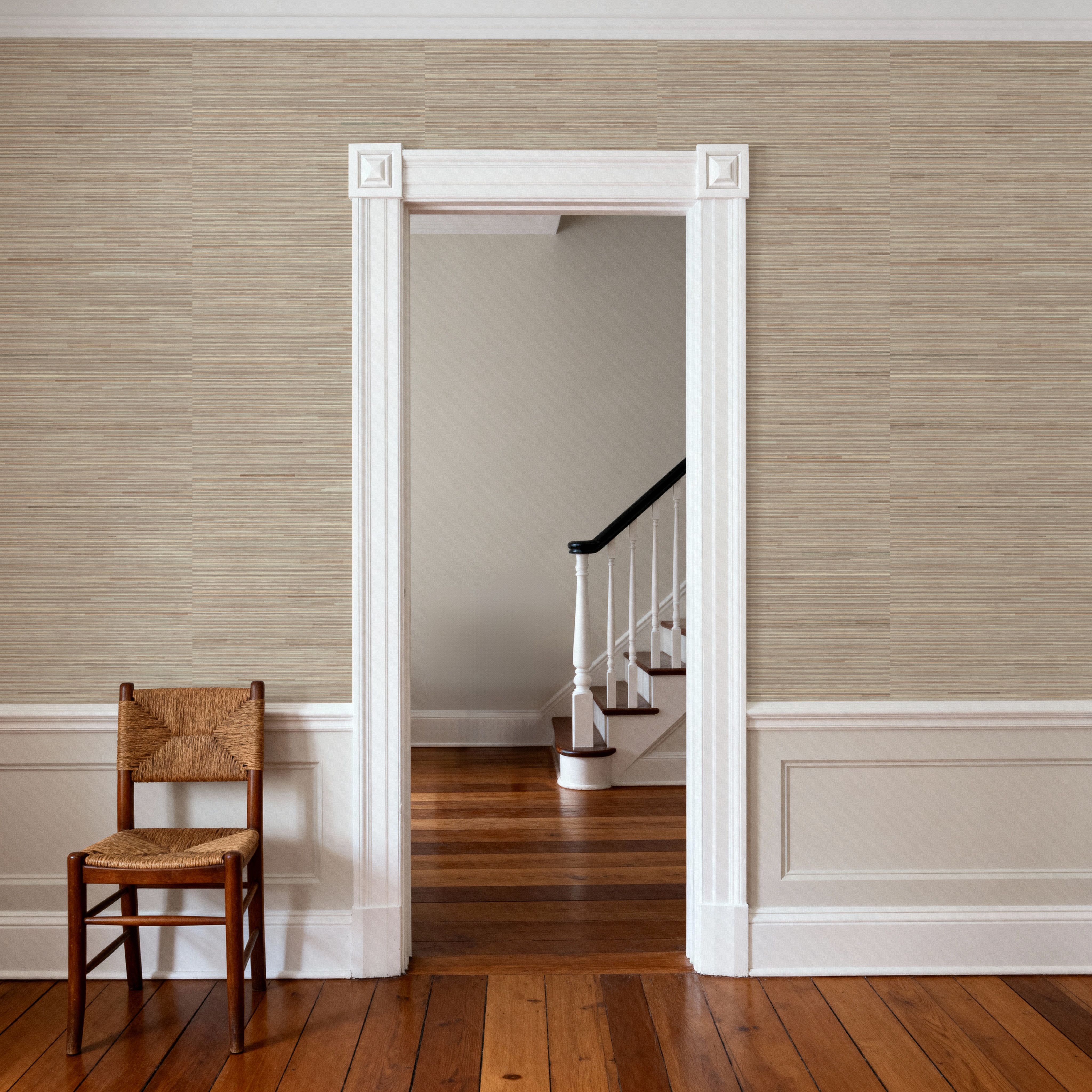 Faux Grasscloth with Visible Seams, Flax