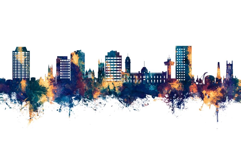 Hobart Australia Skyline Blue & Bronze