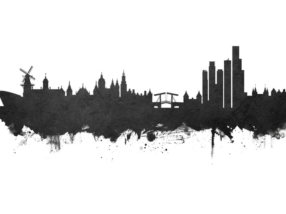 Amsterdam Skyline Black & White