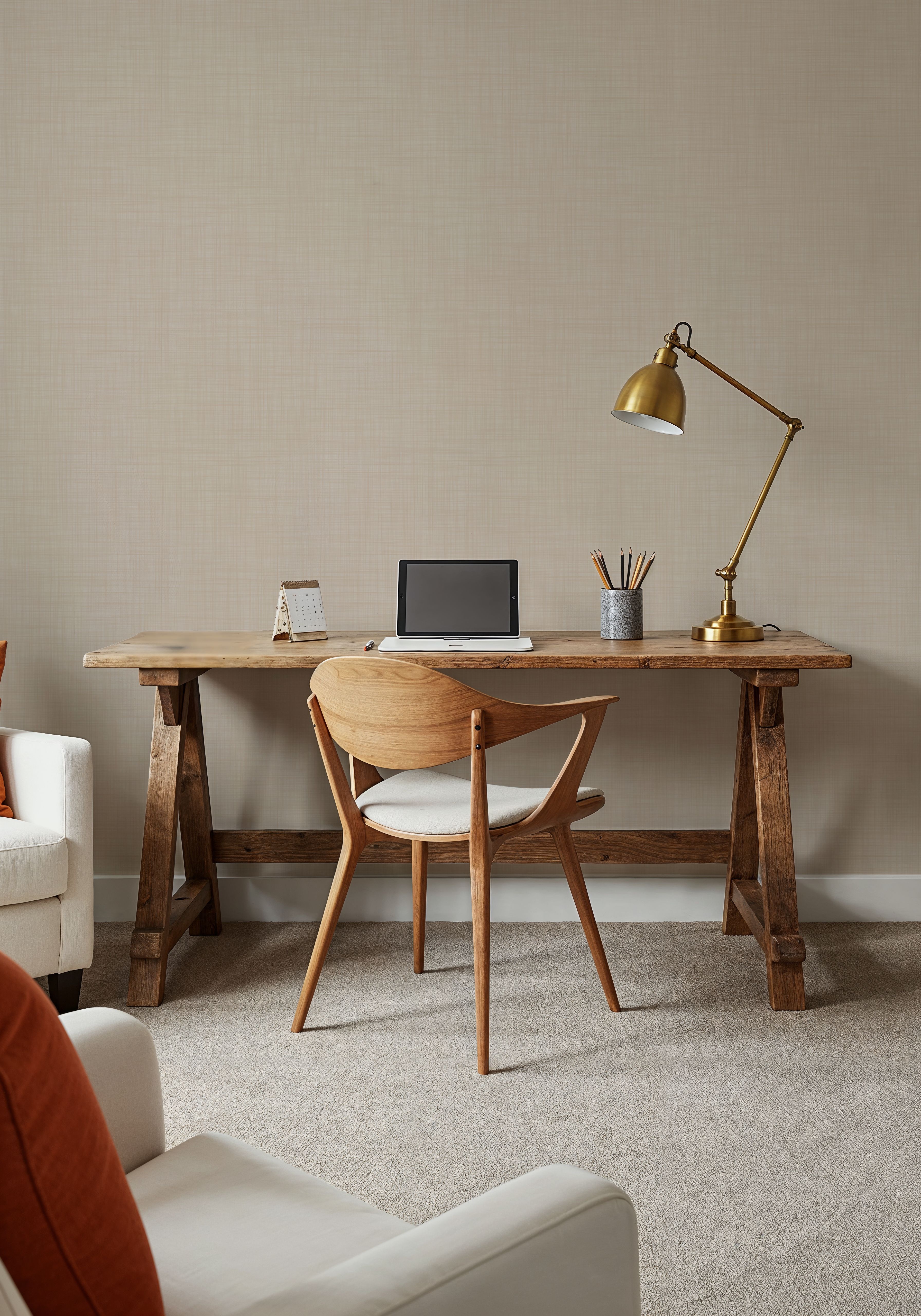 Mottled Linen Effect, Beige