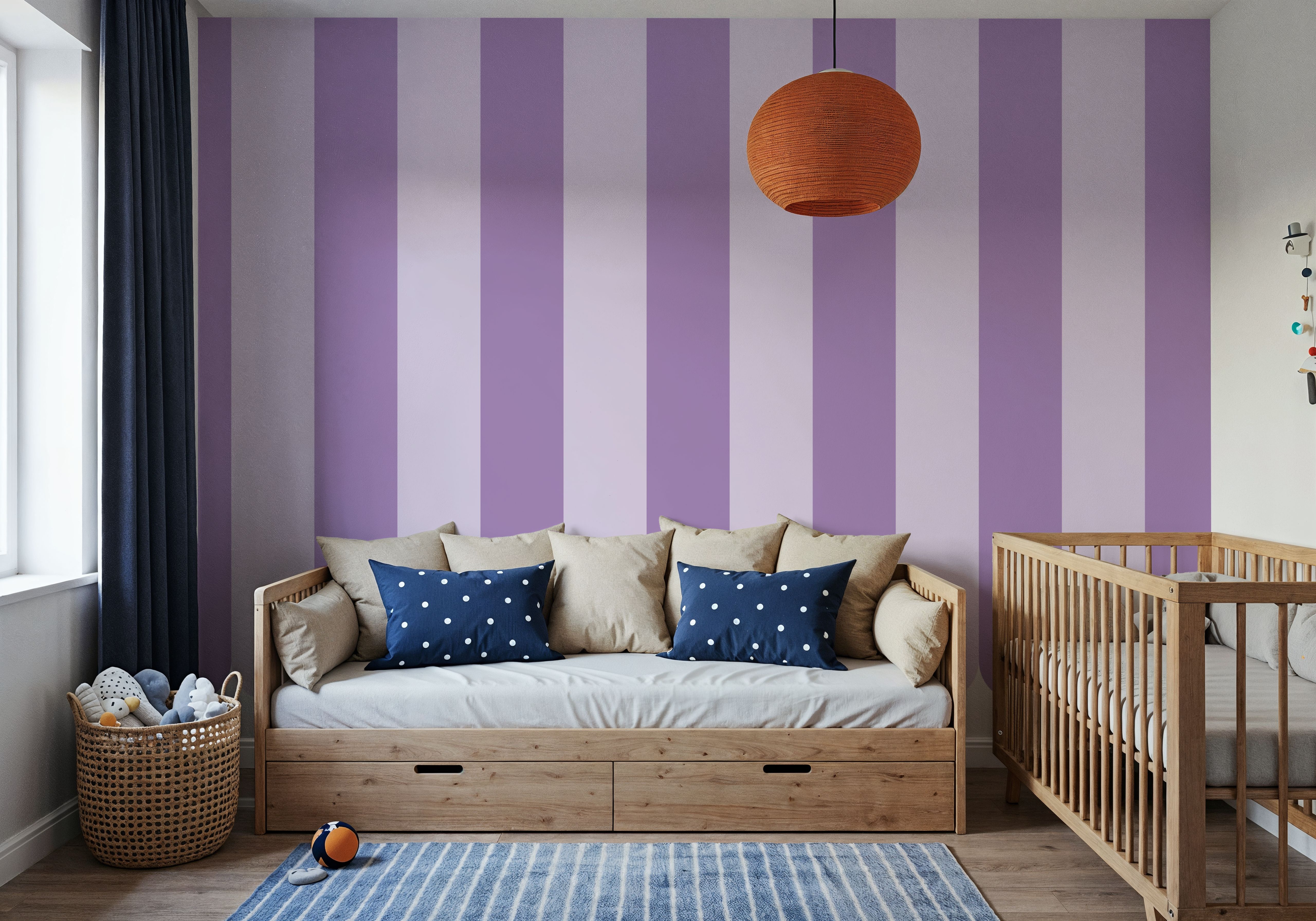 Scalloped Circus Stripes, Purple on Purple