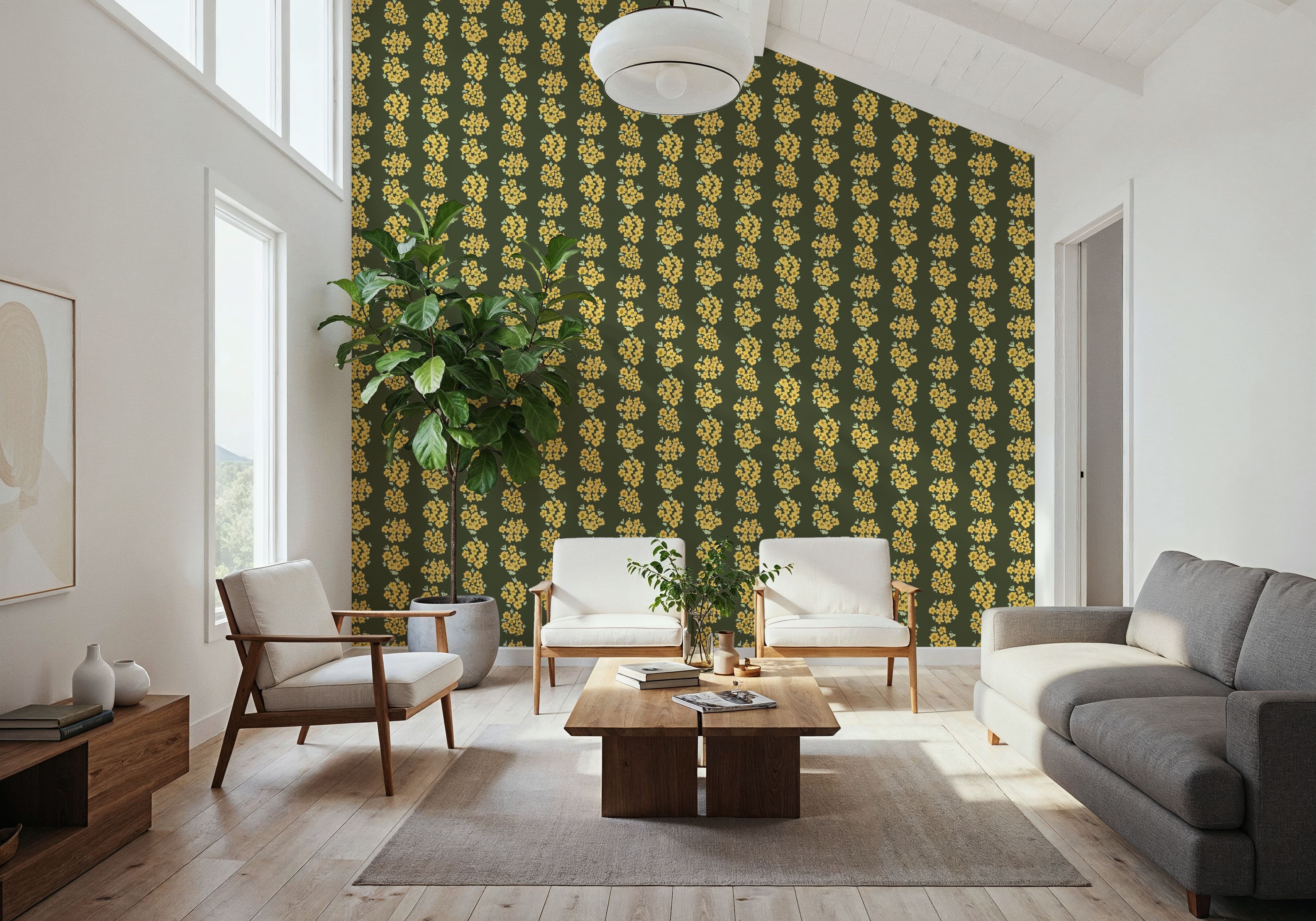 Ditsy Floral Clusters, Avocado Green