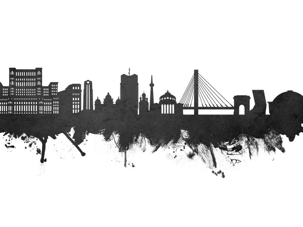 Bucharest Romania Skyline Black & White