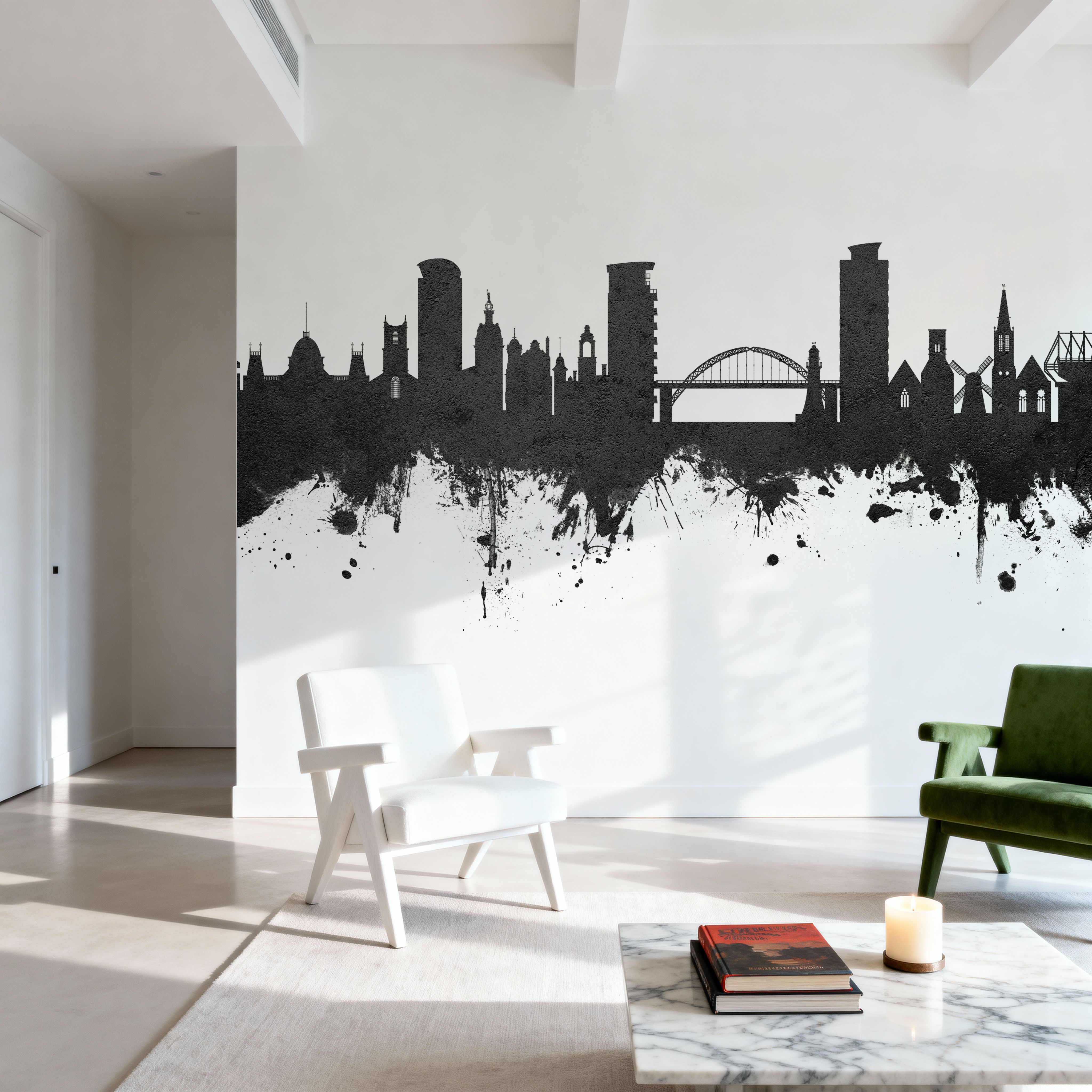 Sunderland England Skyline Black & White