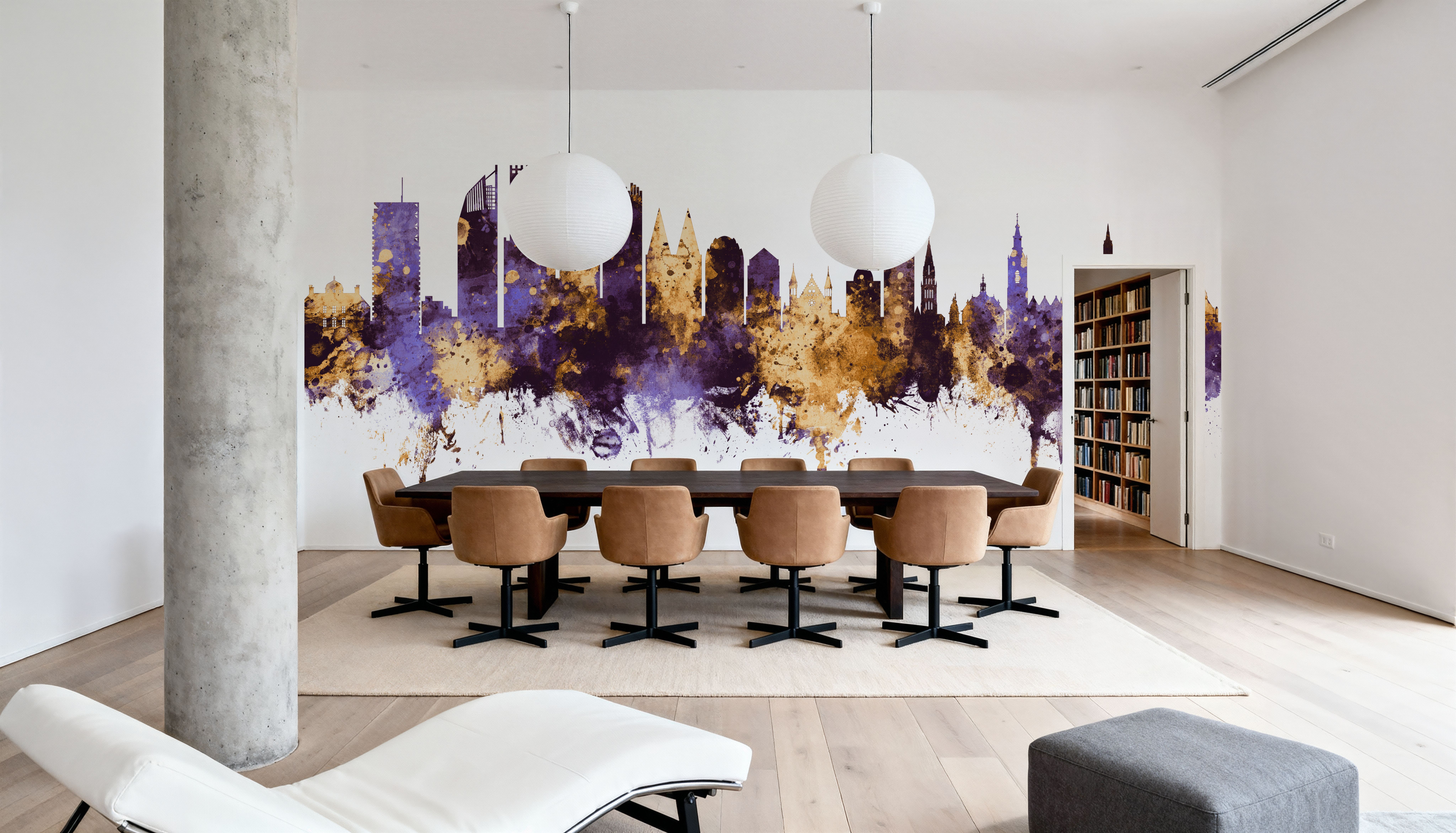 The Hauge Netherlands Skyline Purple & Gold
