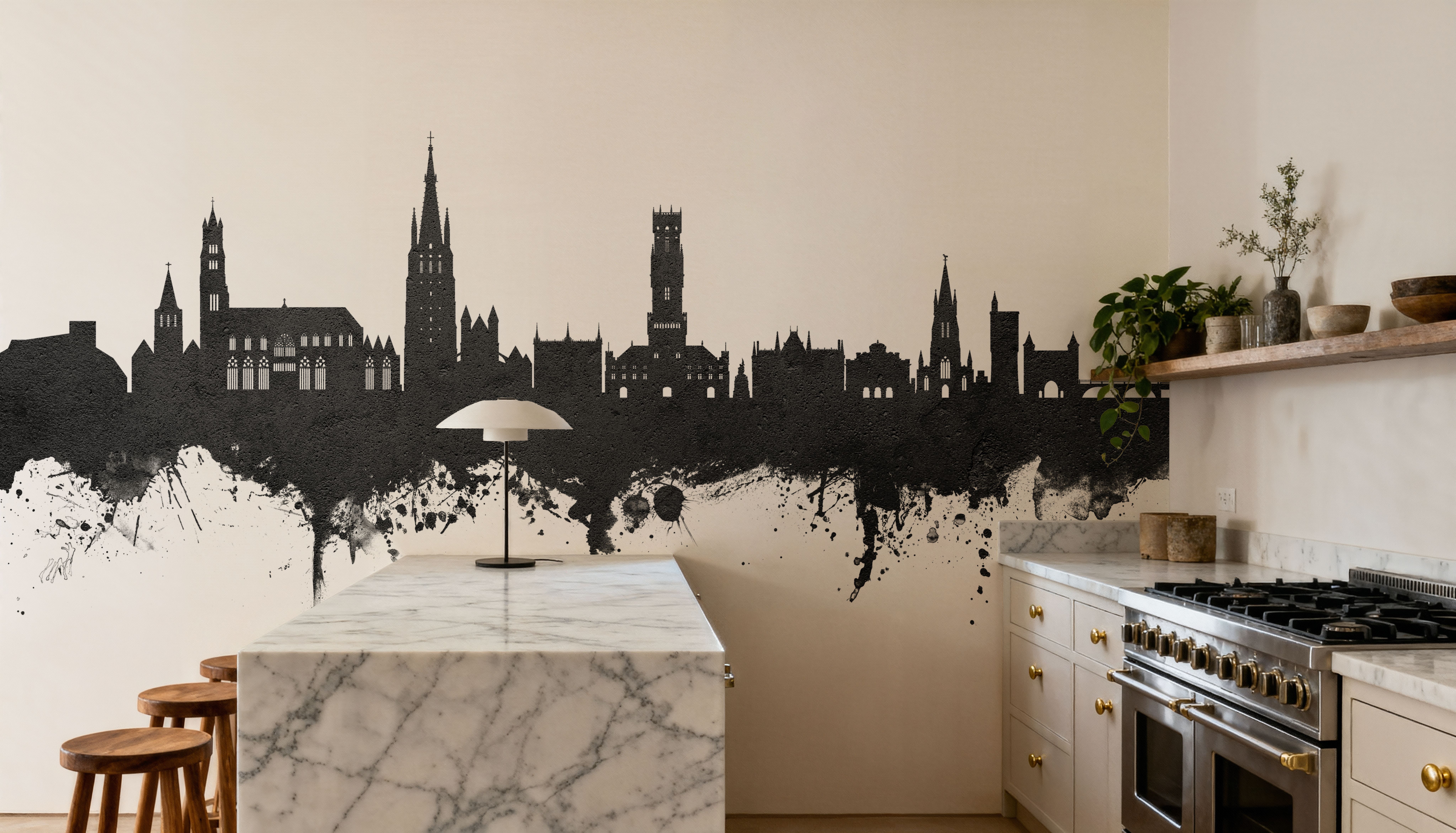 Bruges Belgium Skyline Black & White