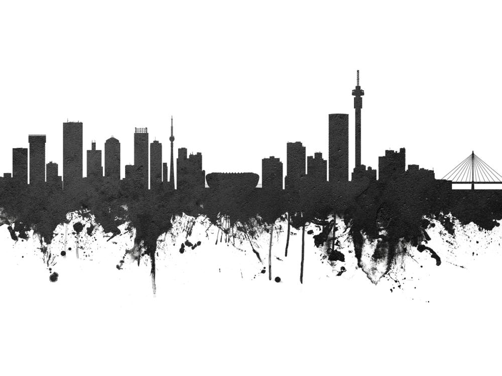 Johannesburg South Africa Skyline Black & White
