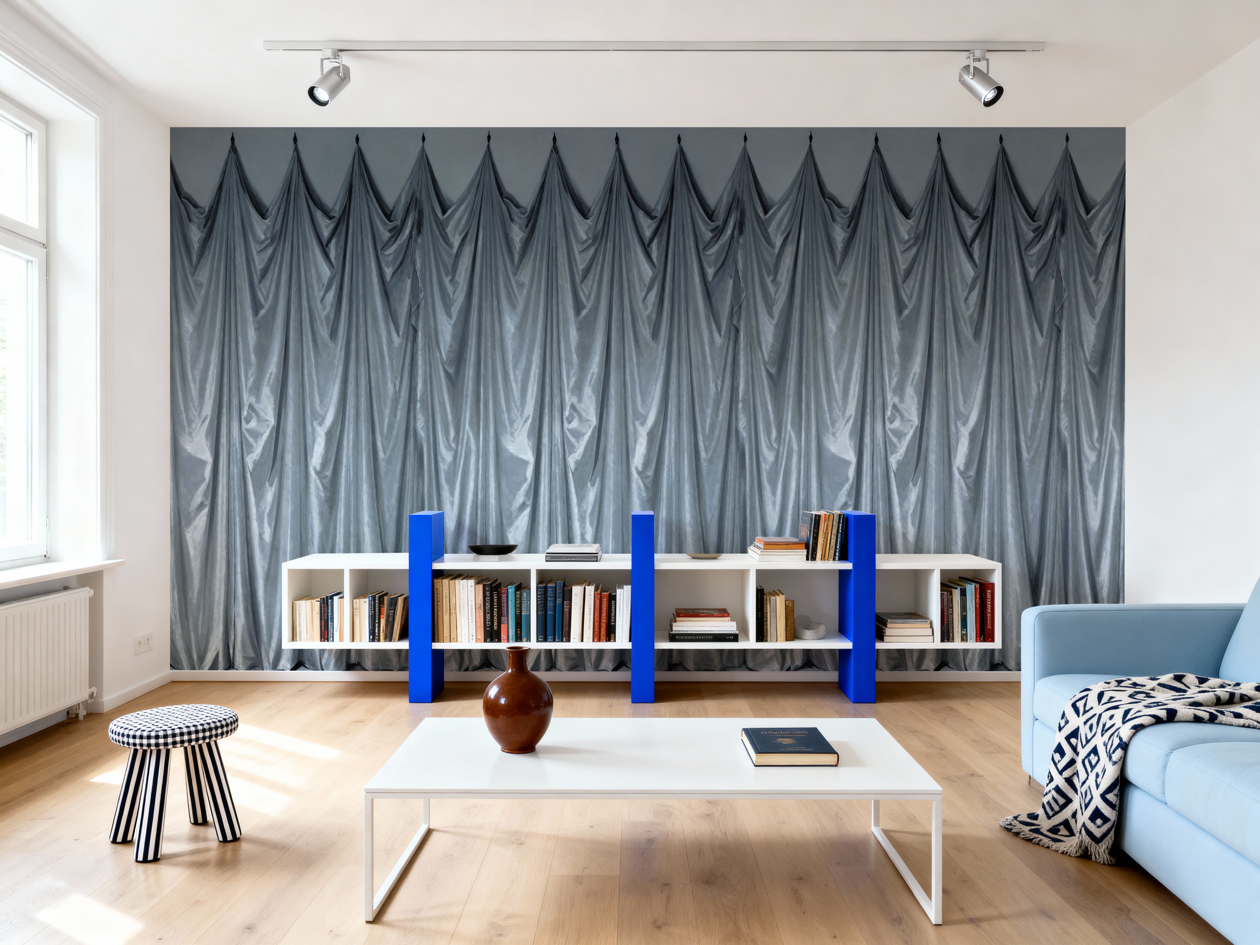 Medici Drapes, Stone Blue, Carte da parati