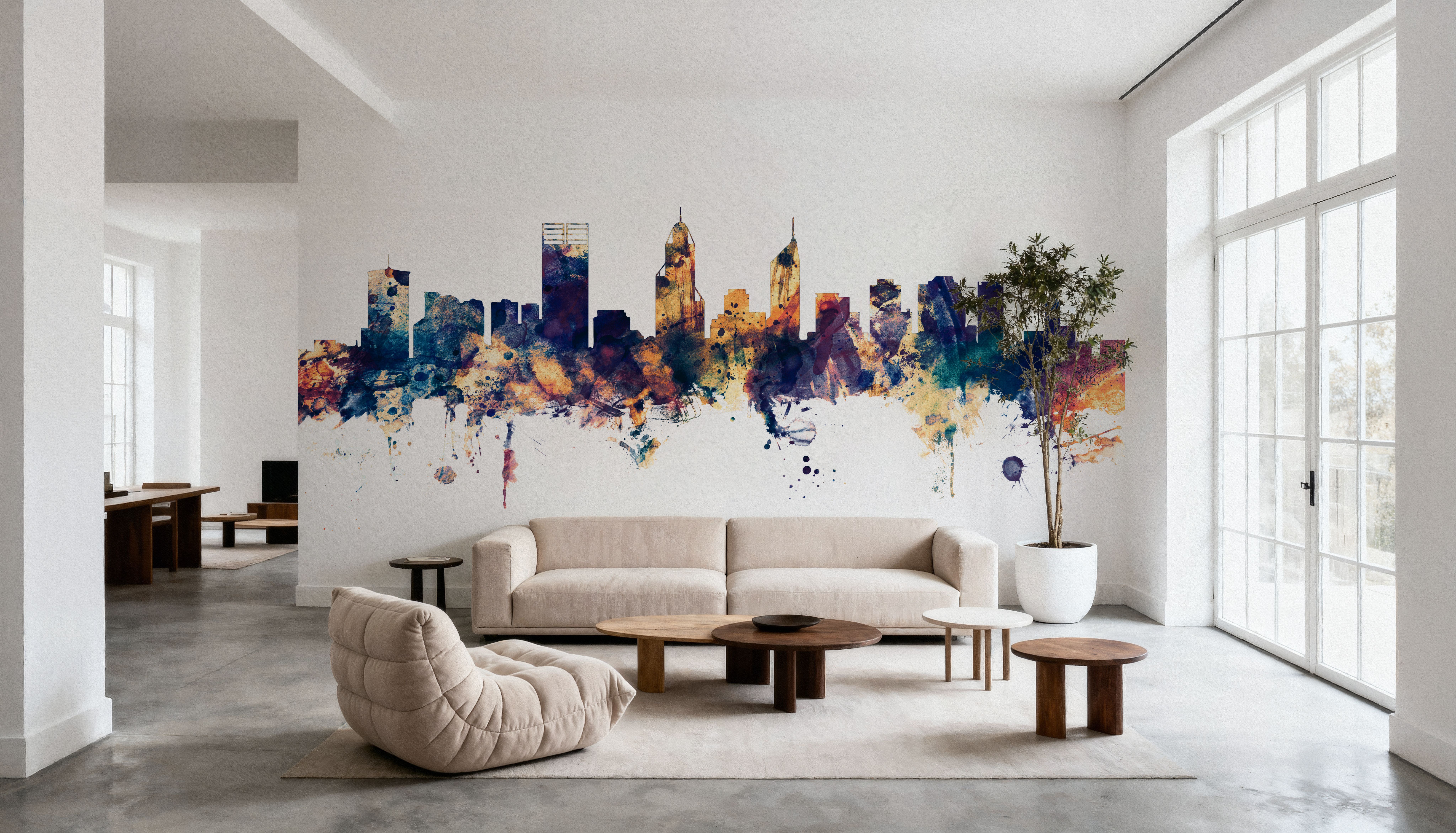 Perth Australia Skyline Blue & Bronze, Wallpaper