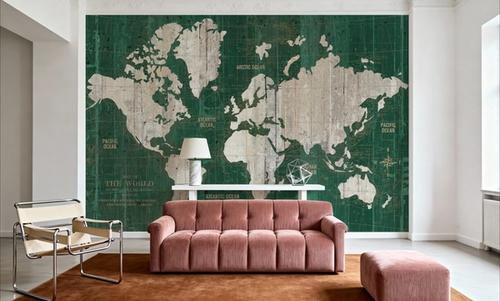 Old World Map Green