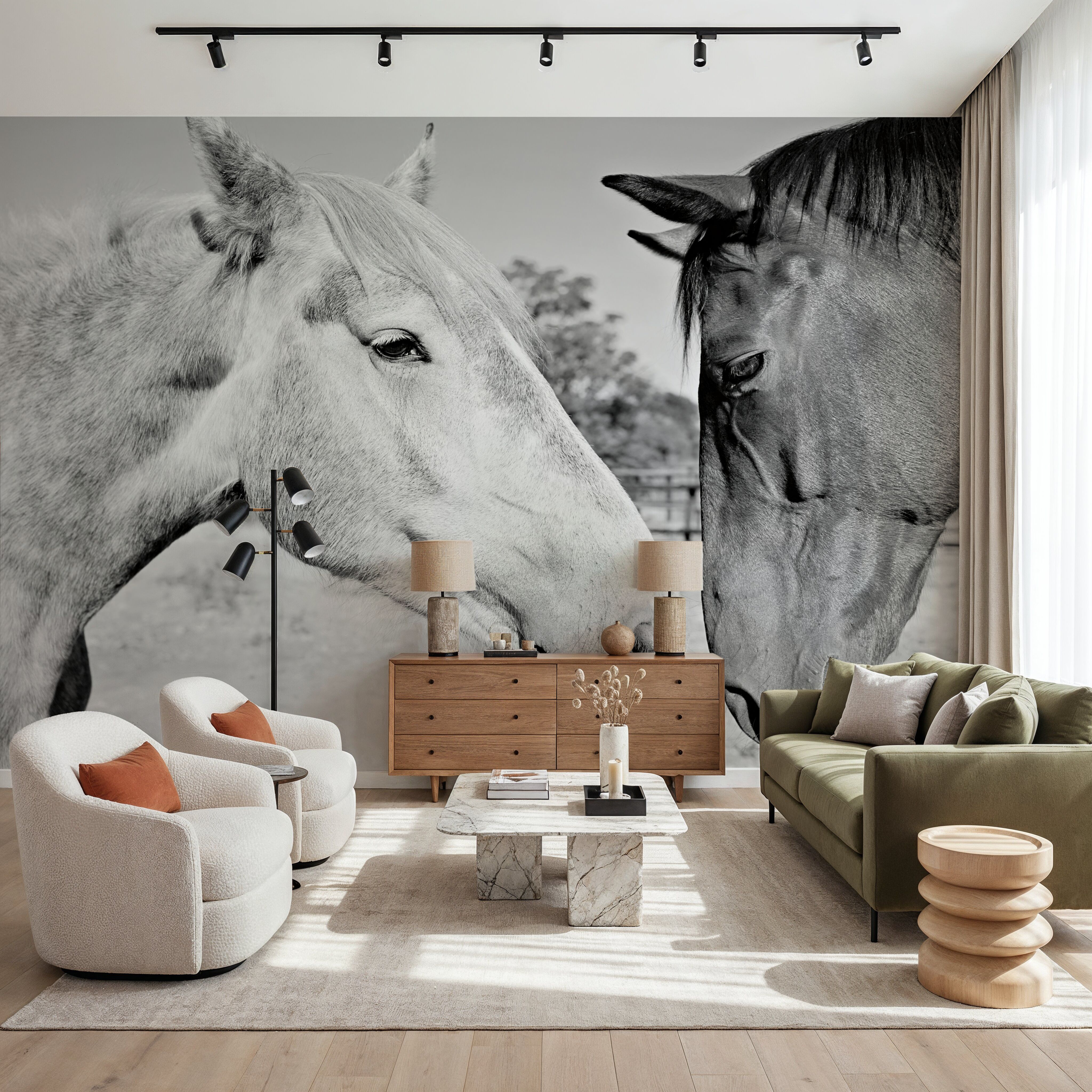 Two Horses BW