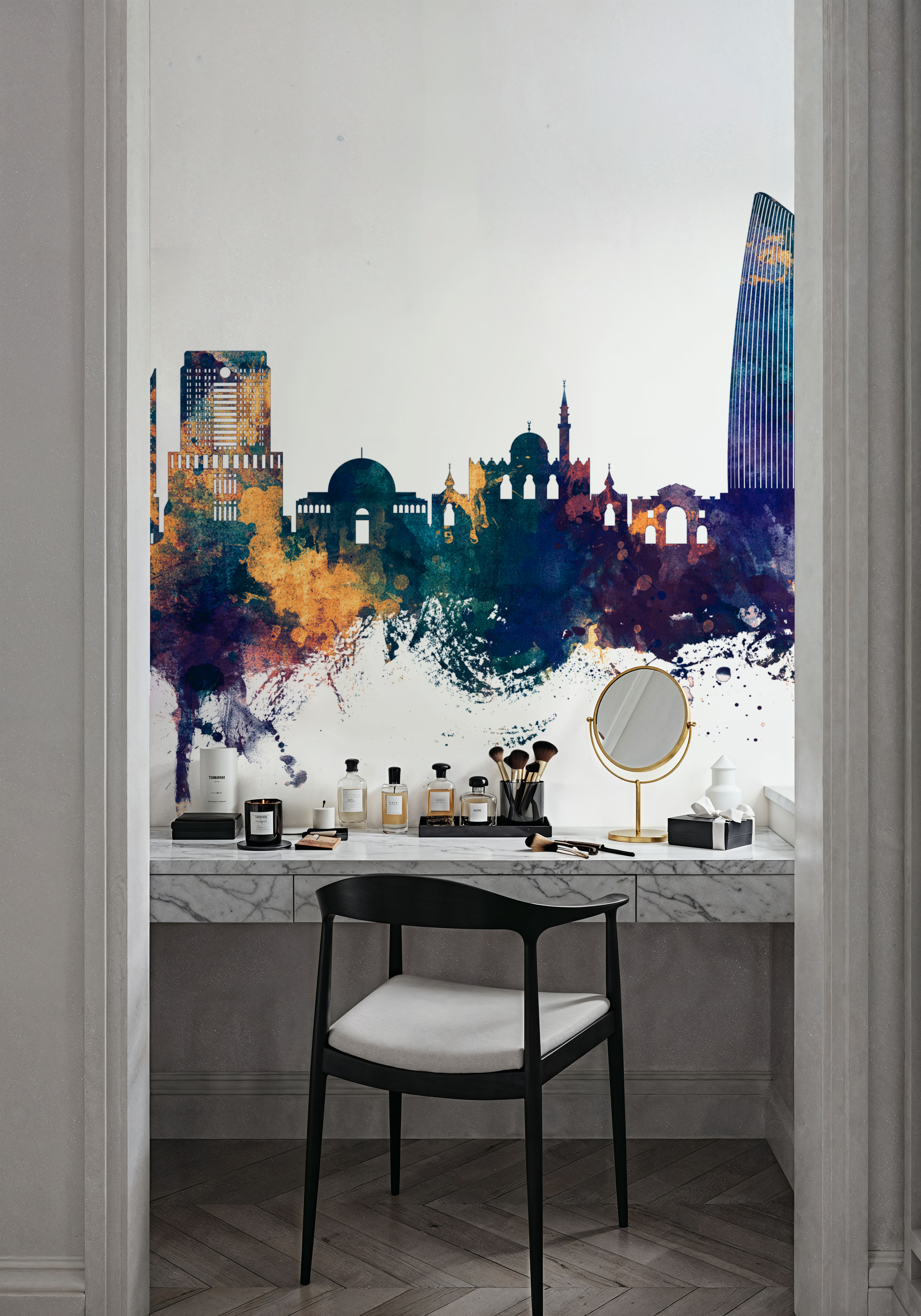 Amman Skyline Blue & Bronze