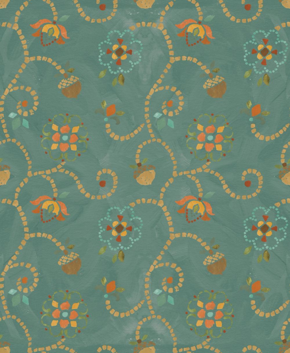 Autumn Acorns Turqouise