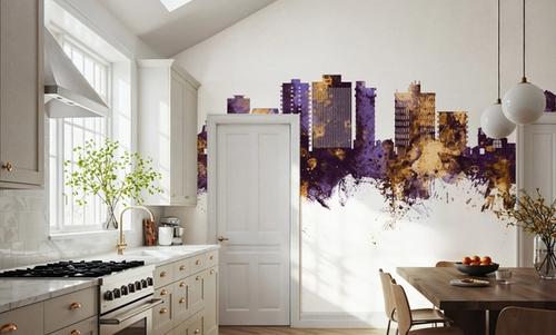 San Mateo California Skyline Purple & Gold