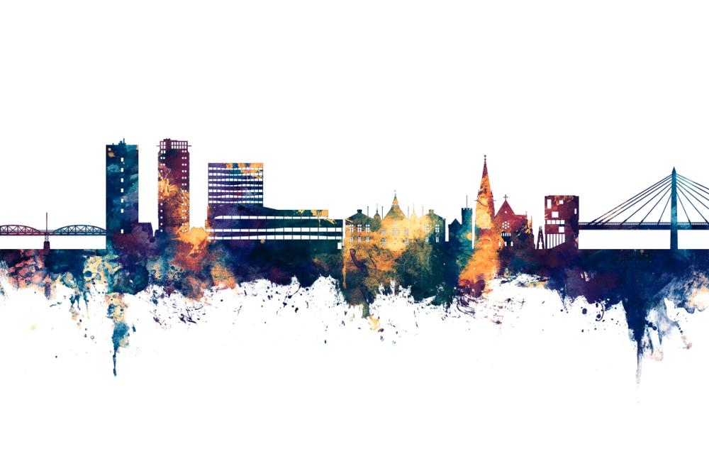 Umeå Skyline Blue & Bronze