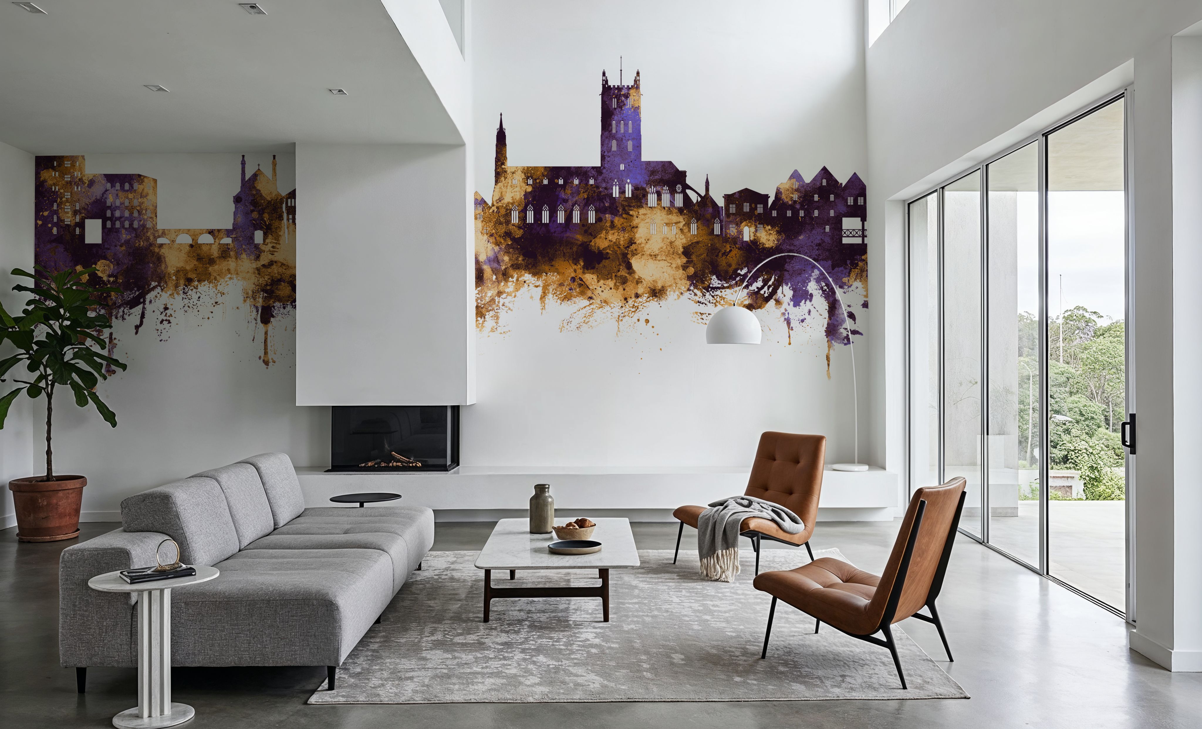 Tewkesbury England Skyline Purple & Gold