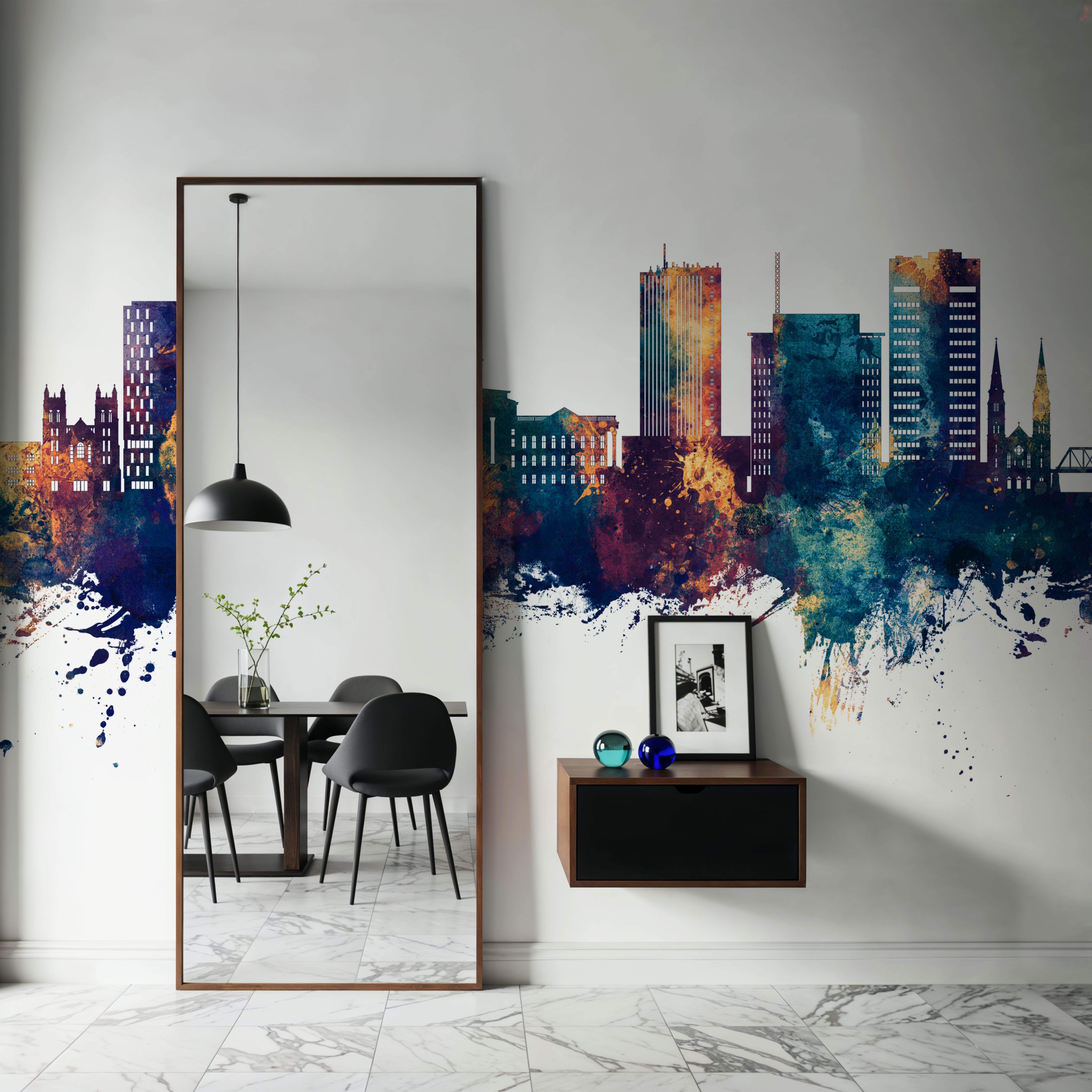 Topeka Wyoming Skyline Blue & Bronze