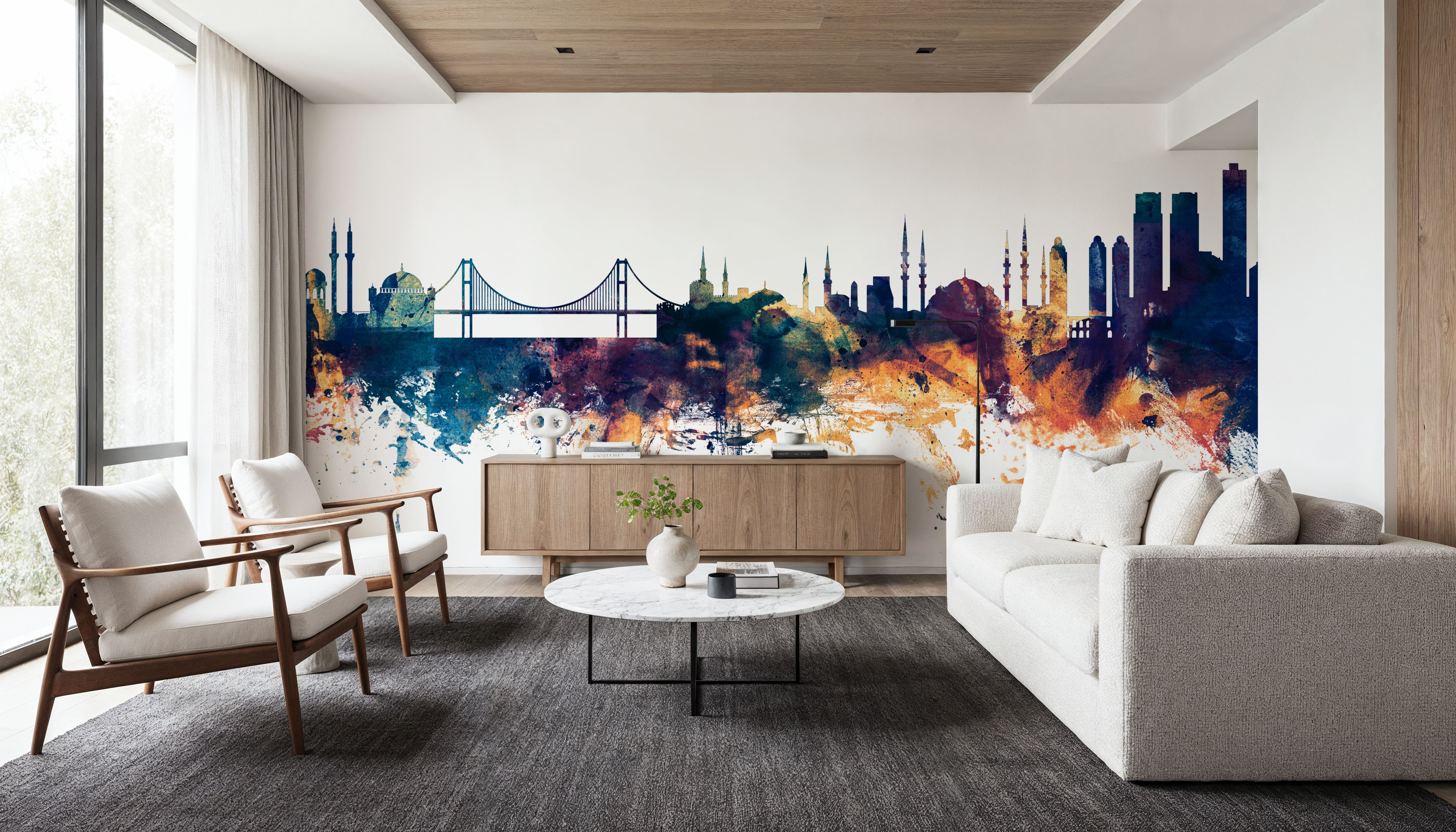 Istanbul Turkey Skyline Blue & Bronze