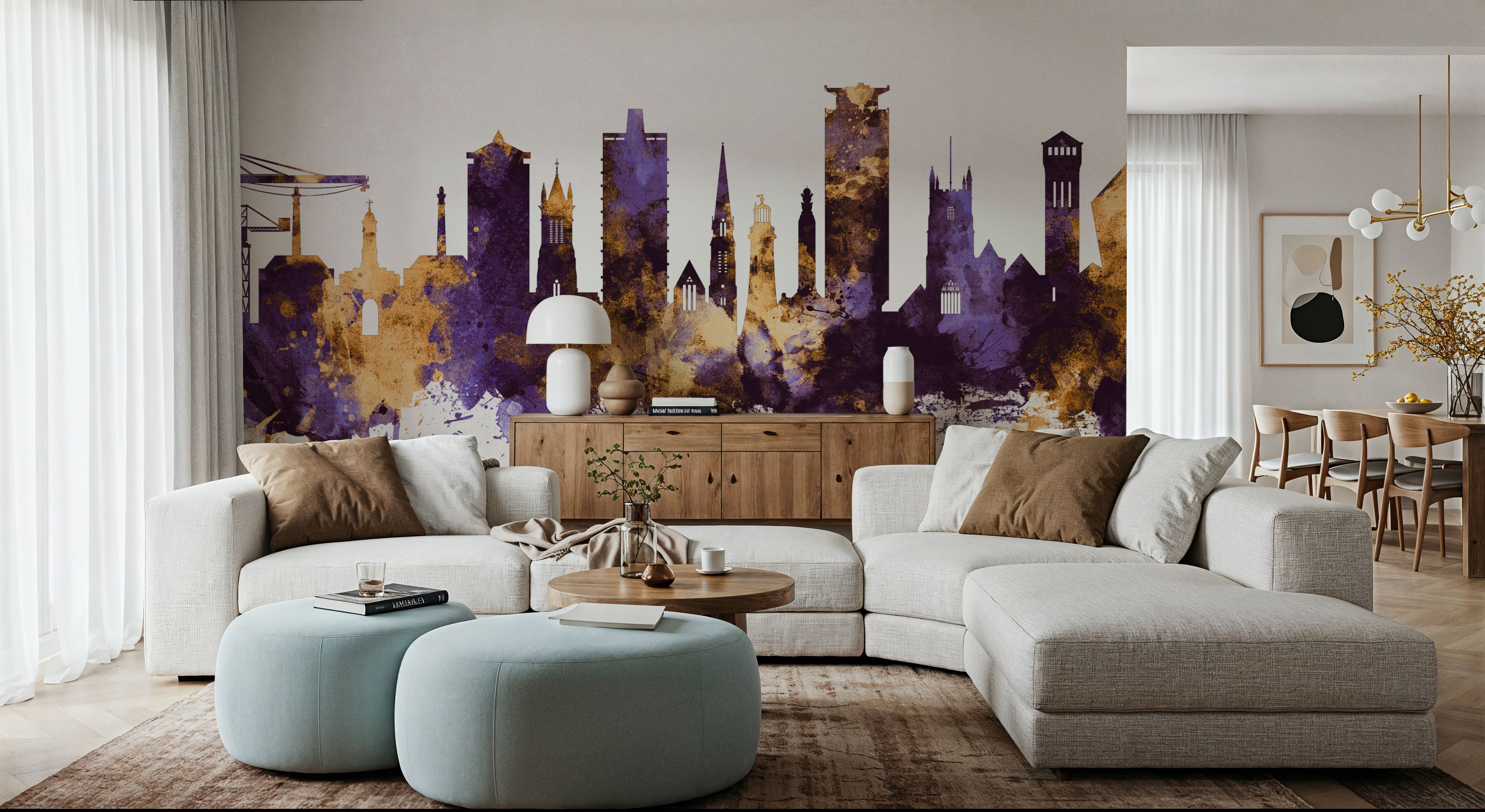 Plymouth England Skyline Purple & Gold