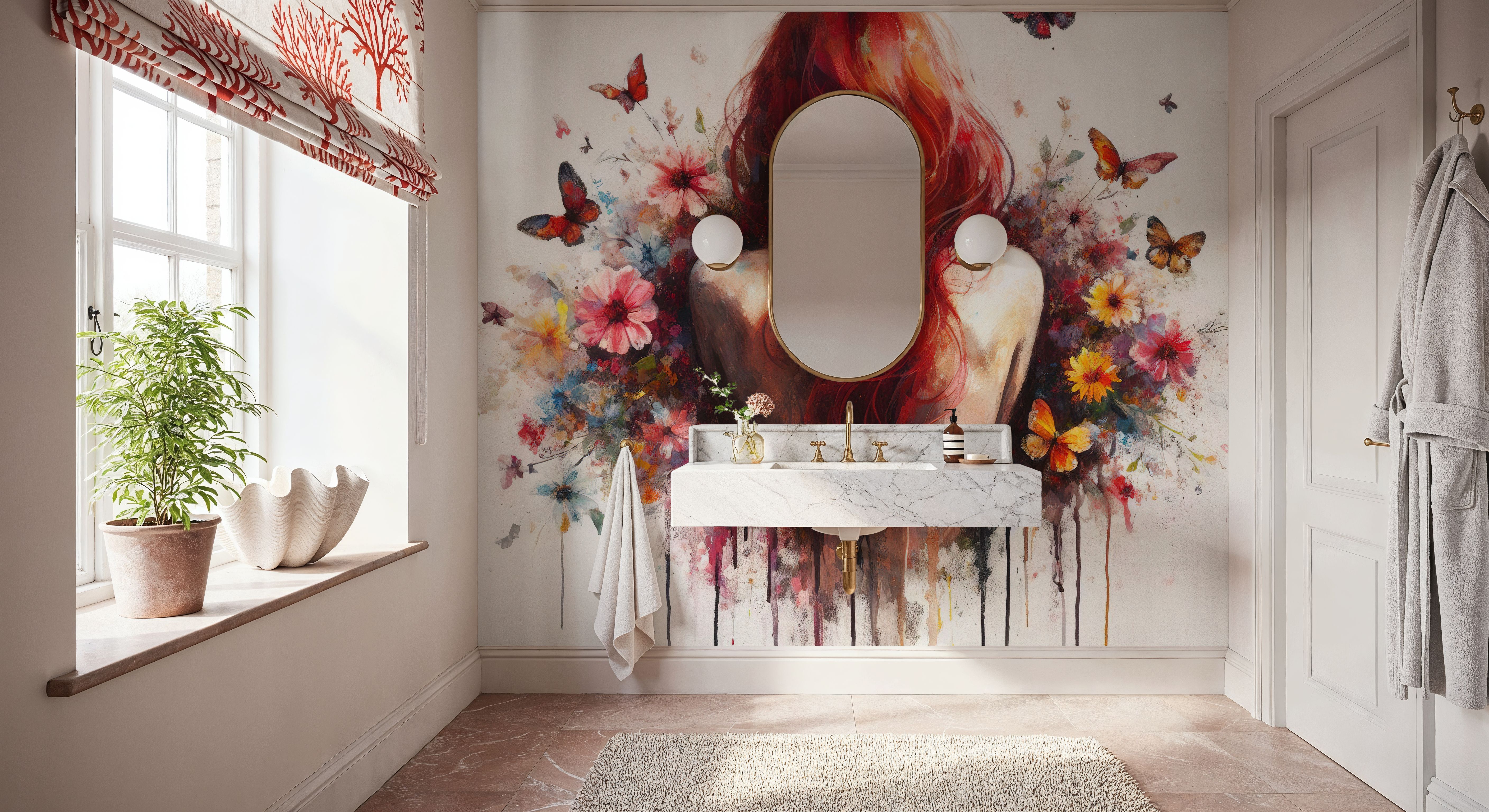 Watercolor Butterflies Red