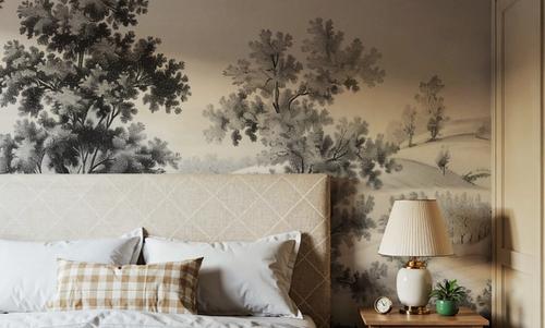 Pastoral Toile, Black & White