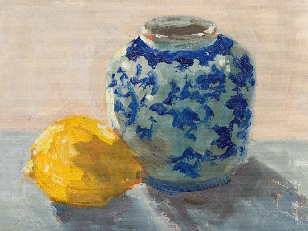 Lemon with Chinoiserie Pot