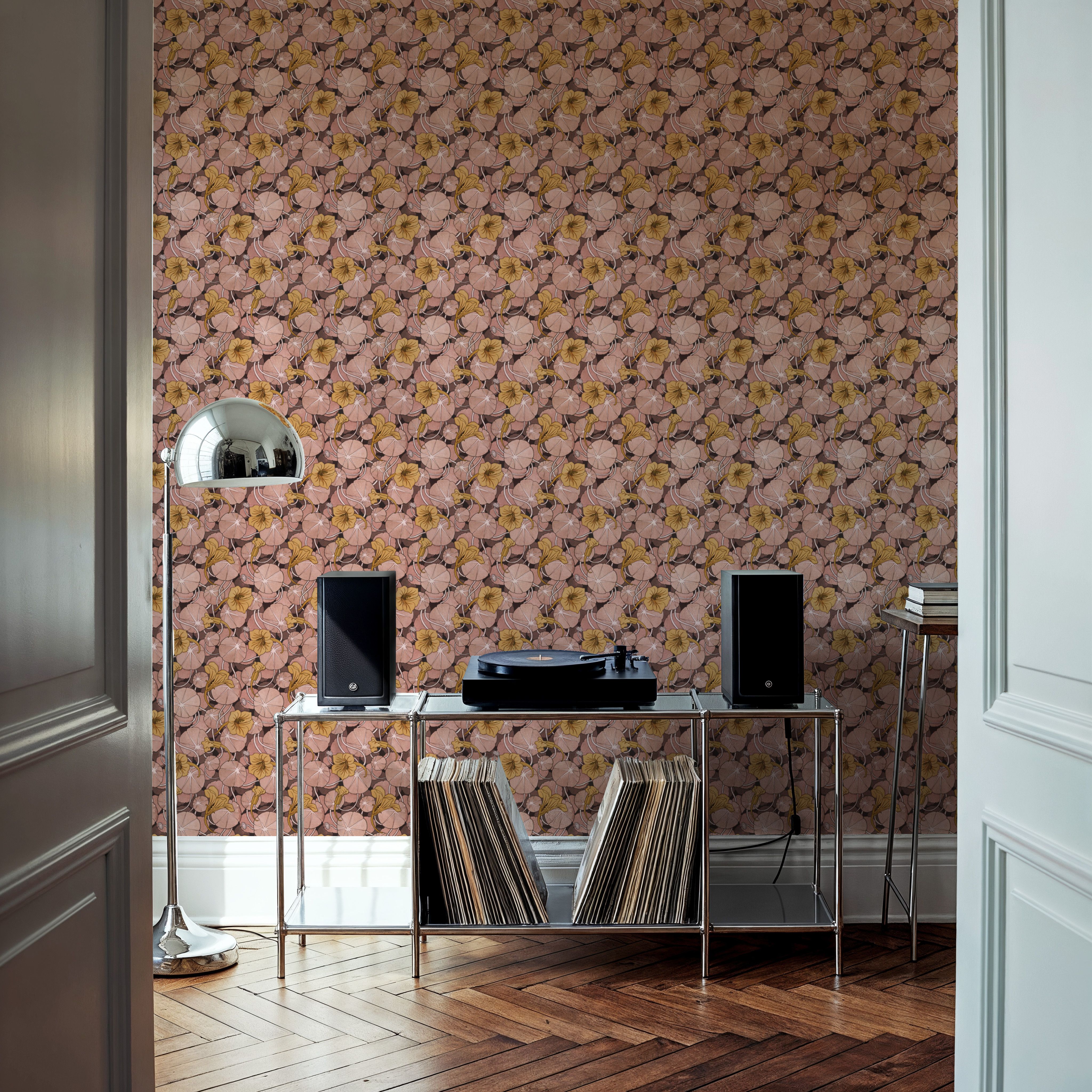 Nasturtium Verdure, Yellow, Wallpaper