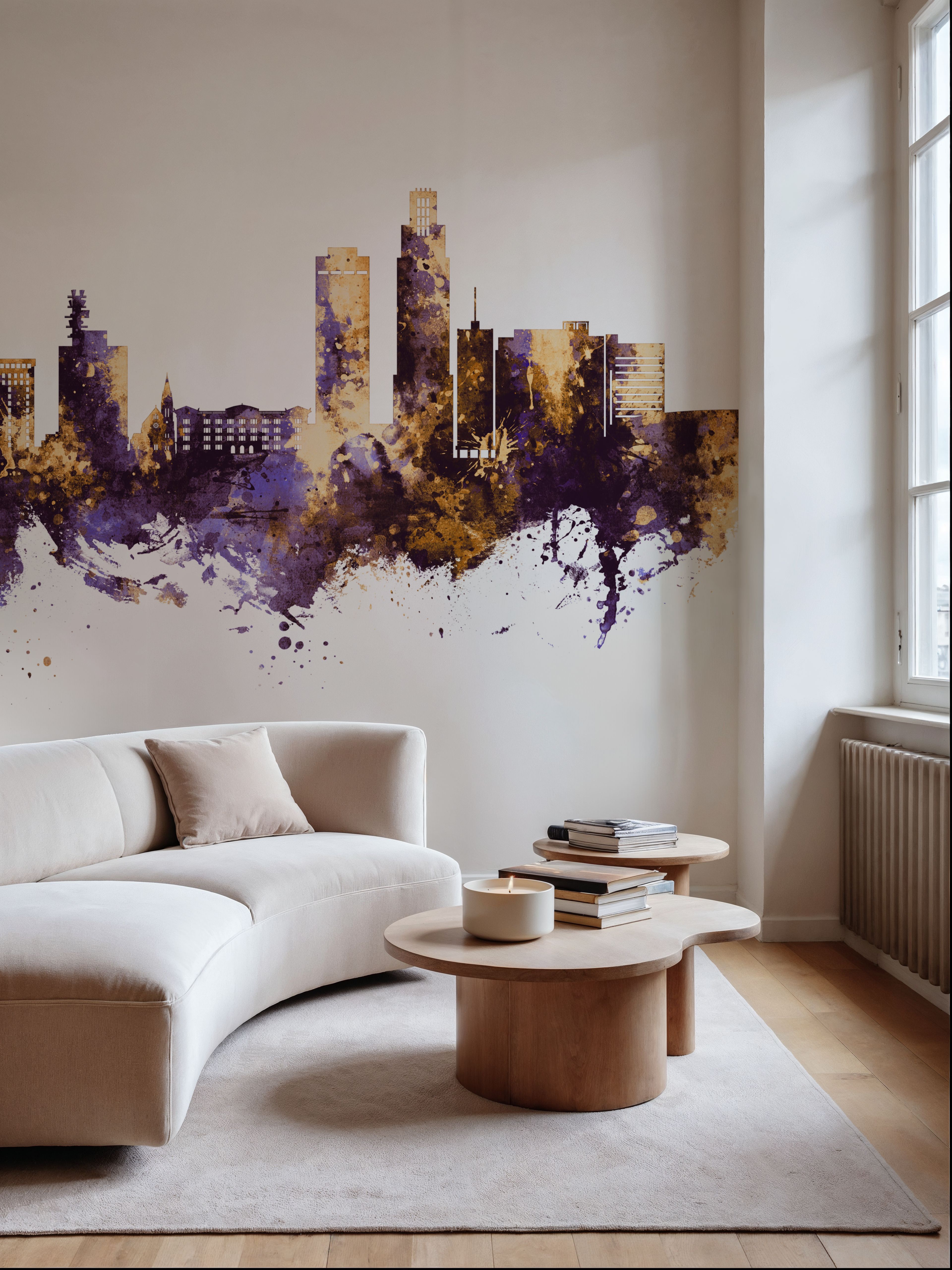 Omaha Nebraska Skyline Purple & Gold