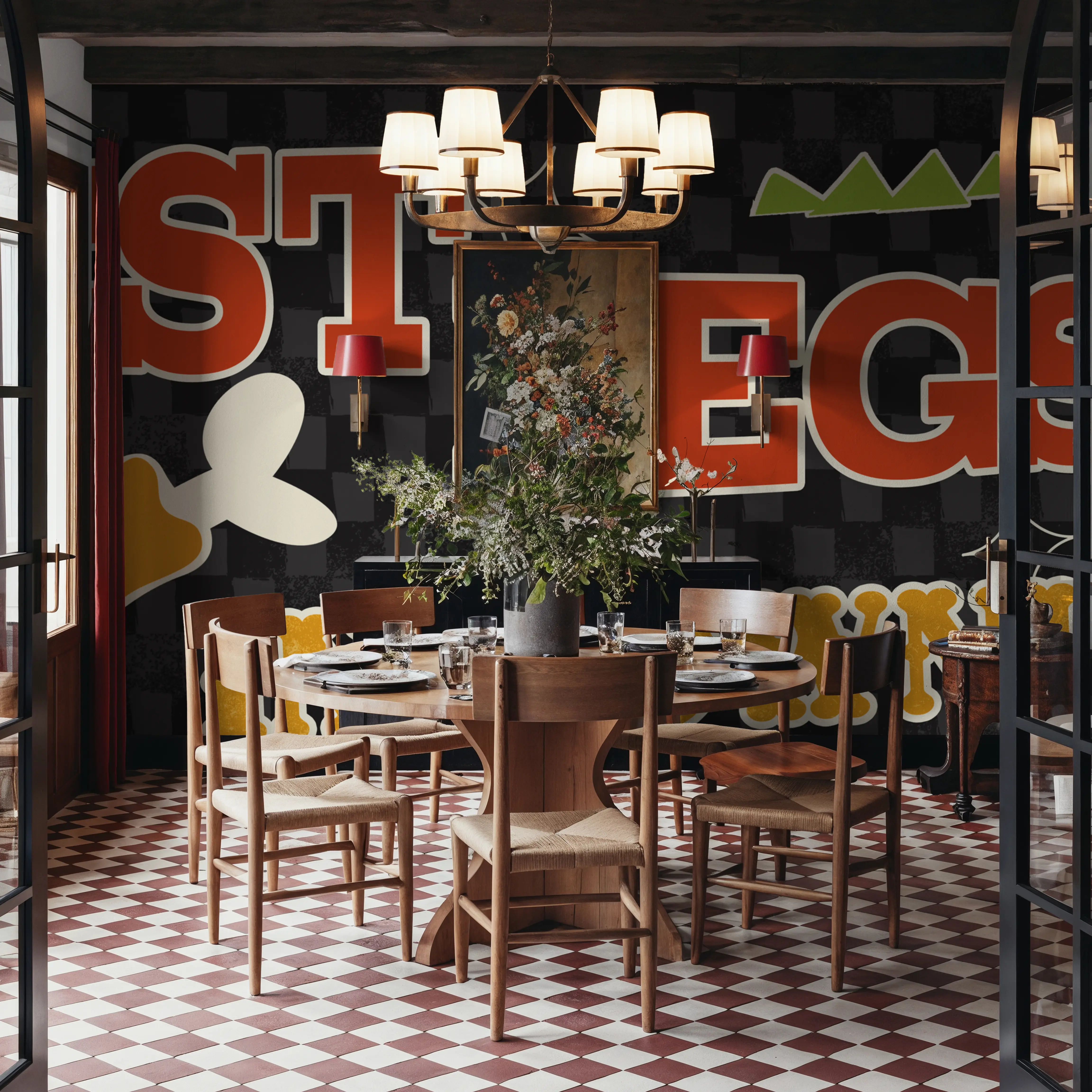 Wall Mural - BBQ Zing IV - Food & Drink mural wallpaper - Orange - Living room - Wallism UK - Peel & Stick or Paste-the-Wall