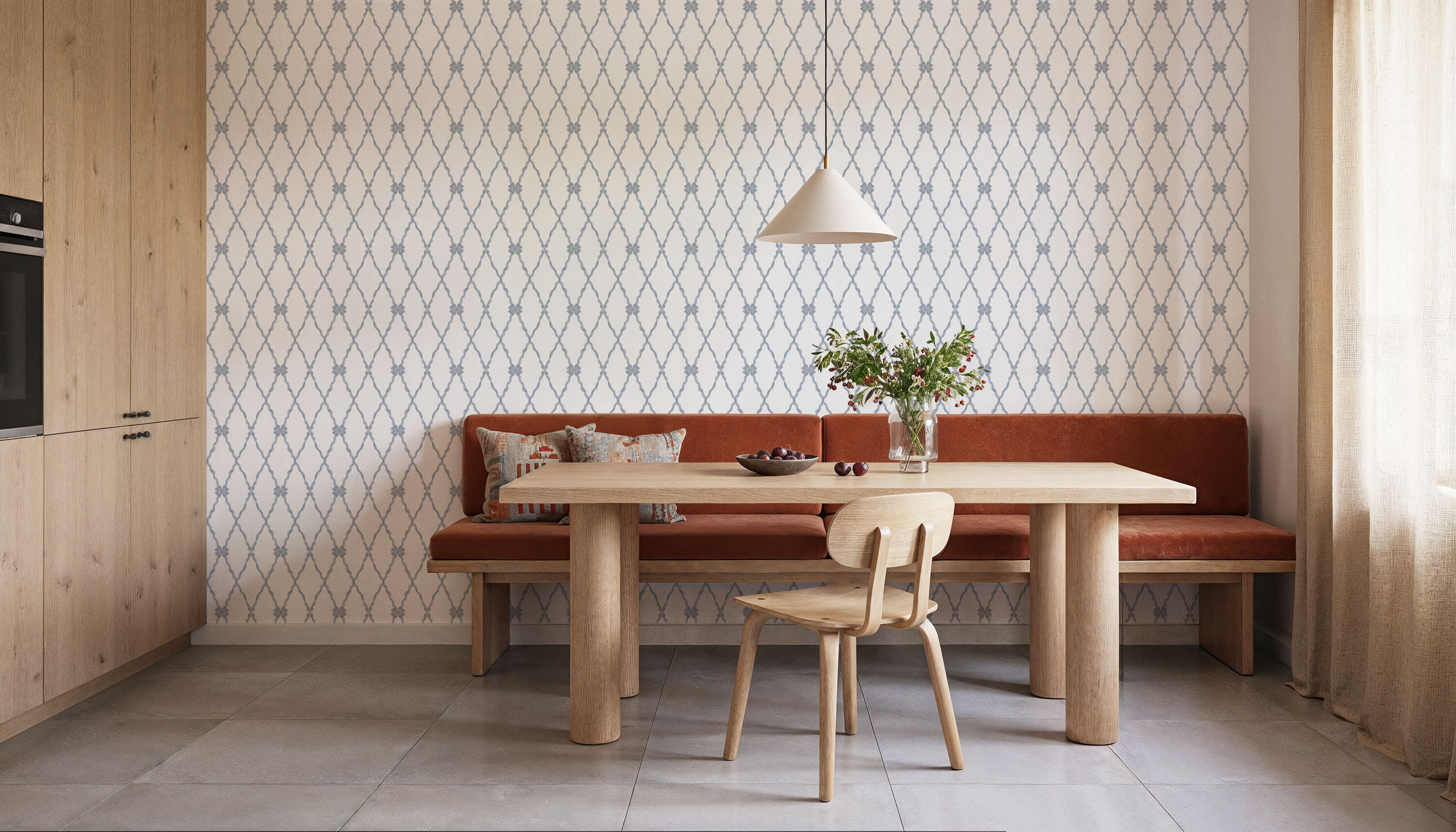 French Country Style Argyle, Grey Blue