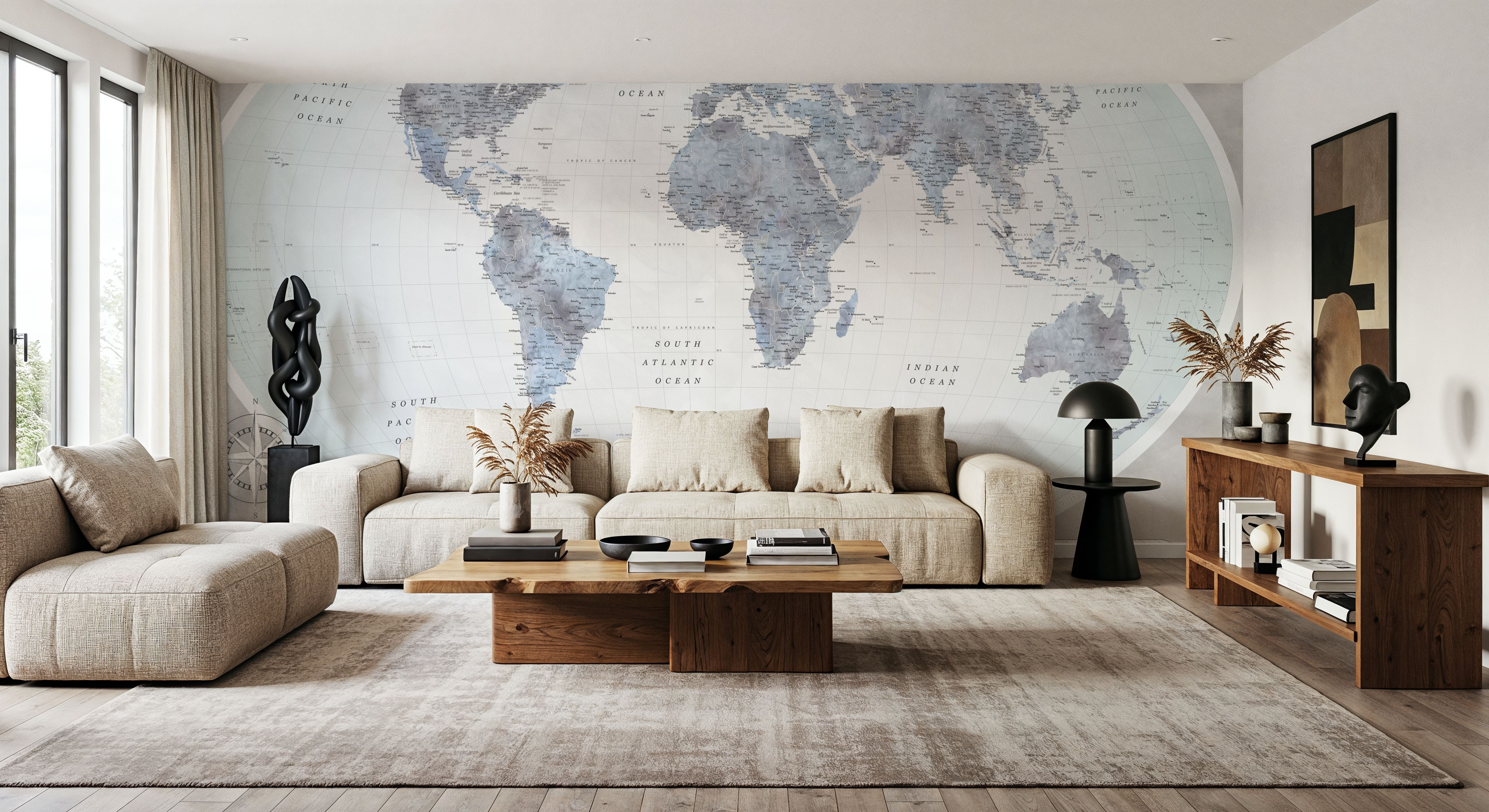 World Map Atlas Blue