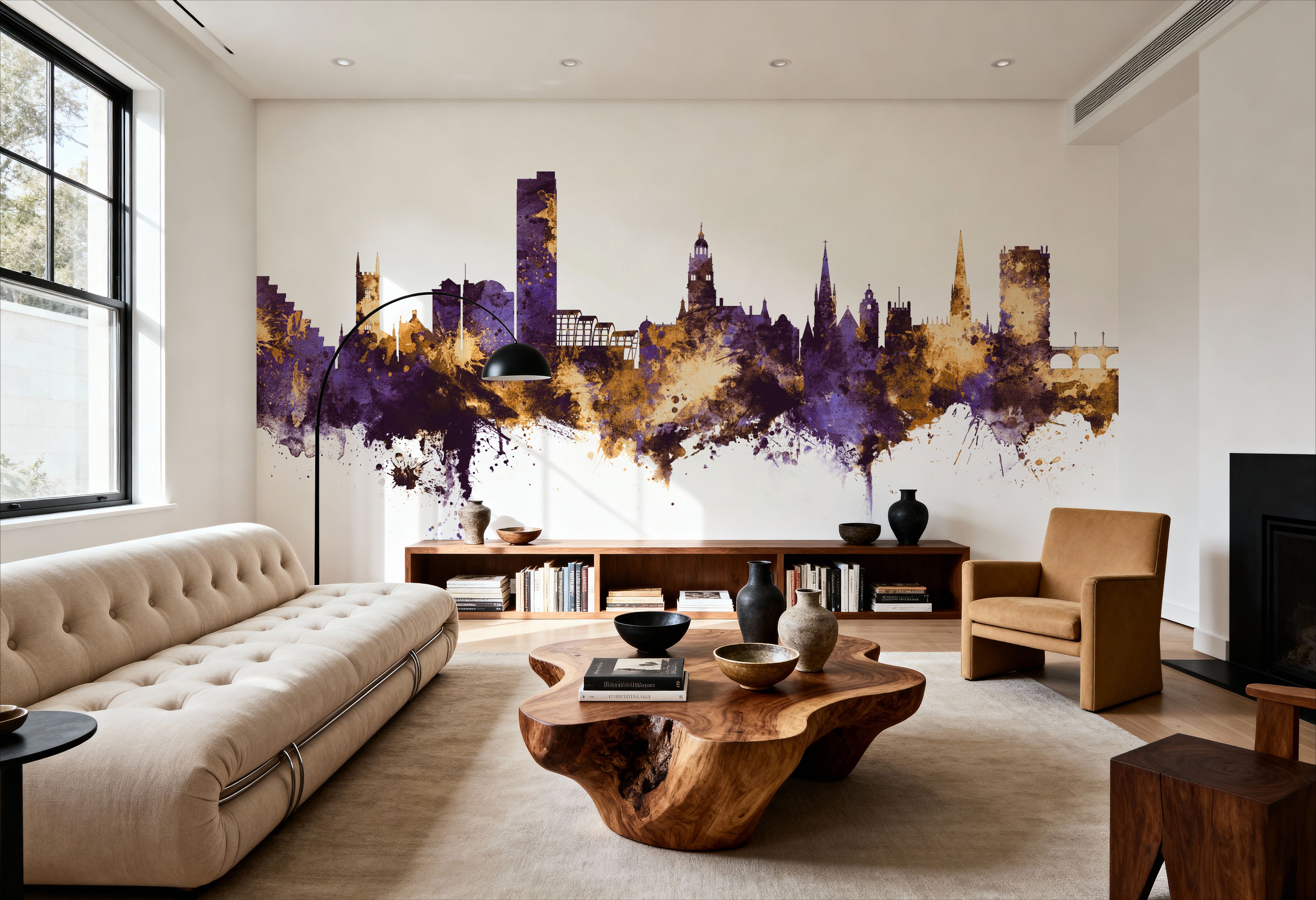 Sheffield England Skyline Purple & Gold