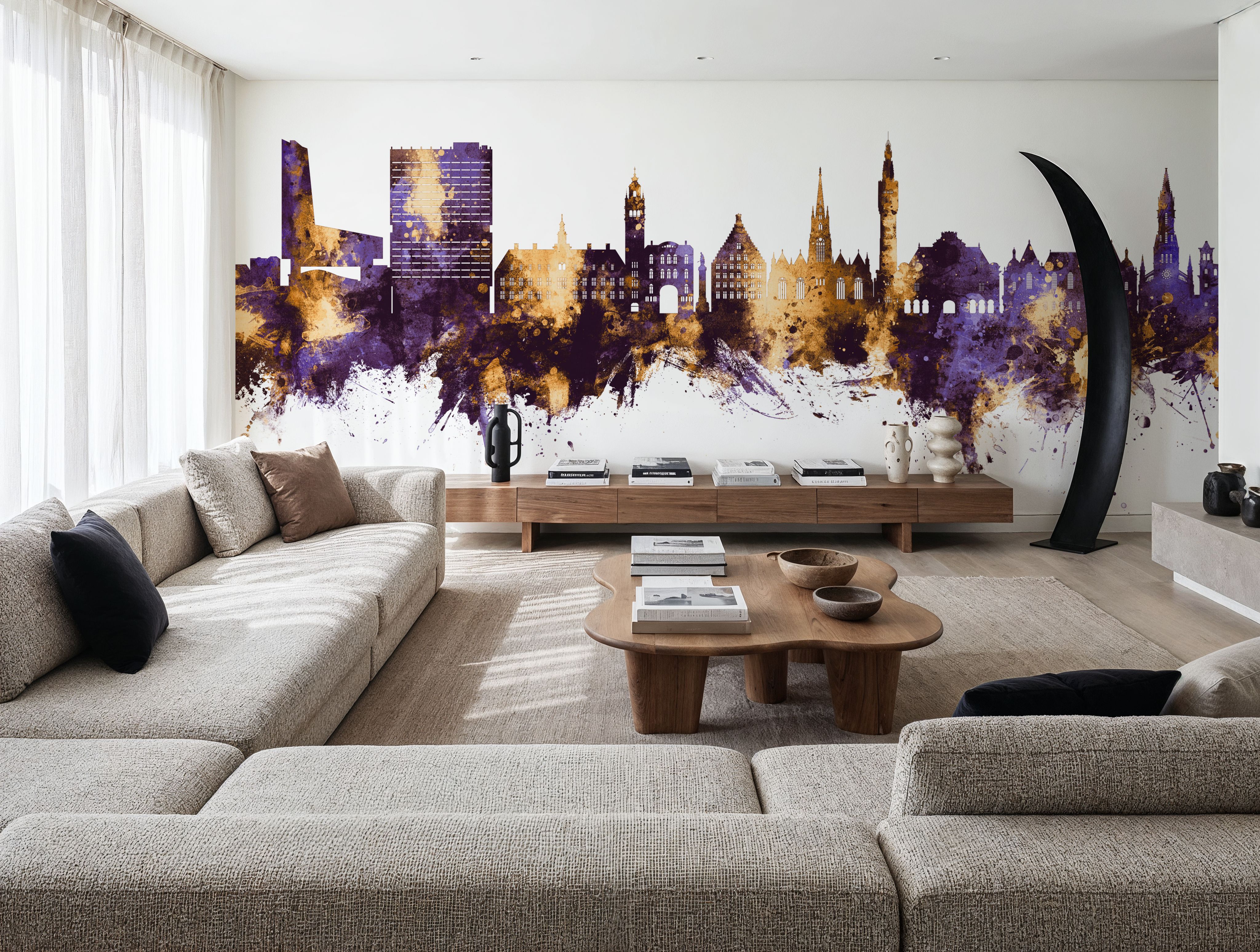 Lille France Skyline Purple & Gold