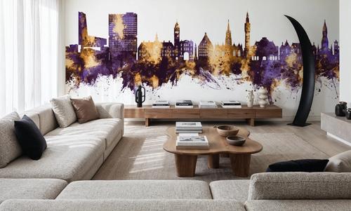 Lille France Skyline Purple & Gold