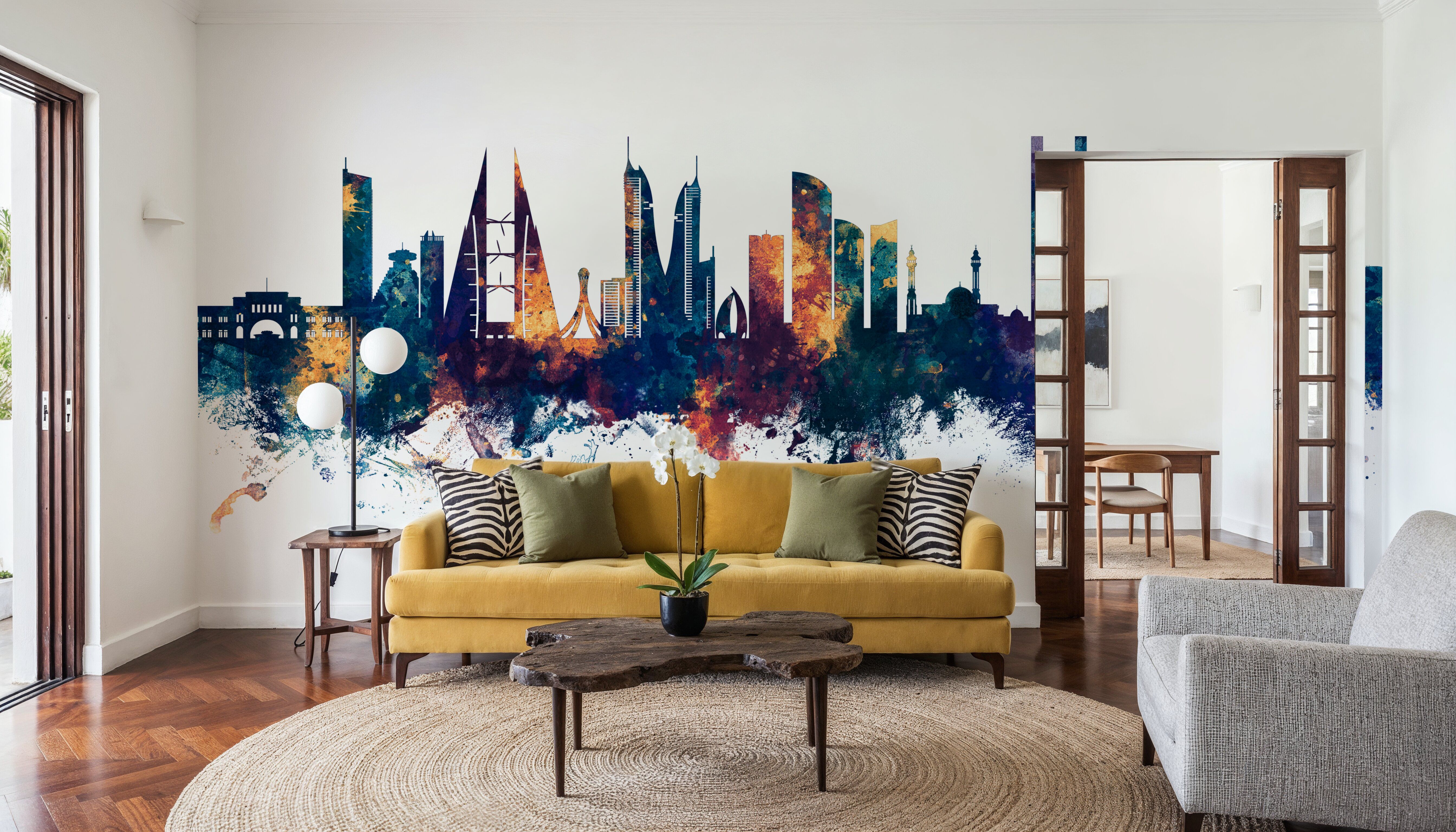 Manama Skyline Blue & Bronze