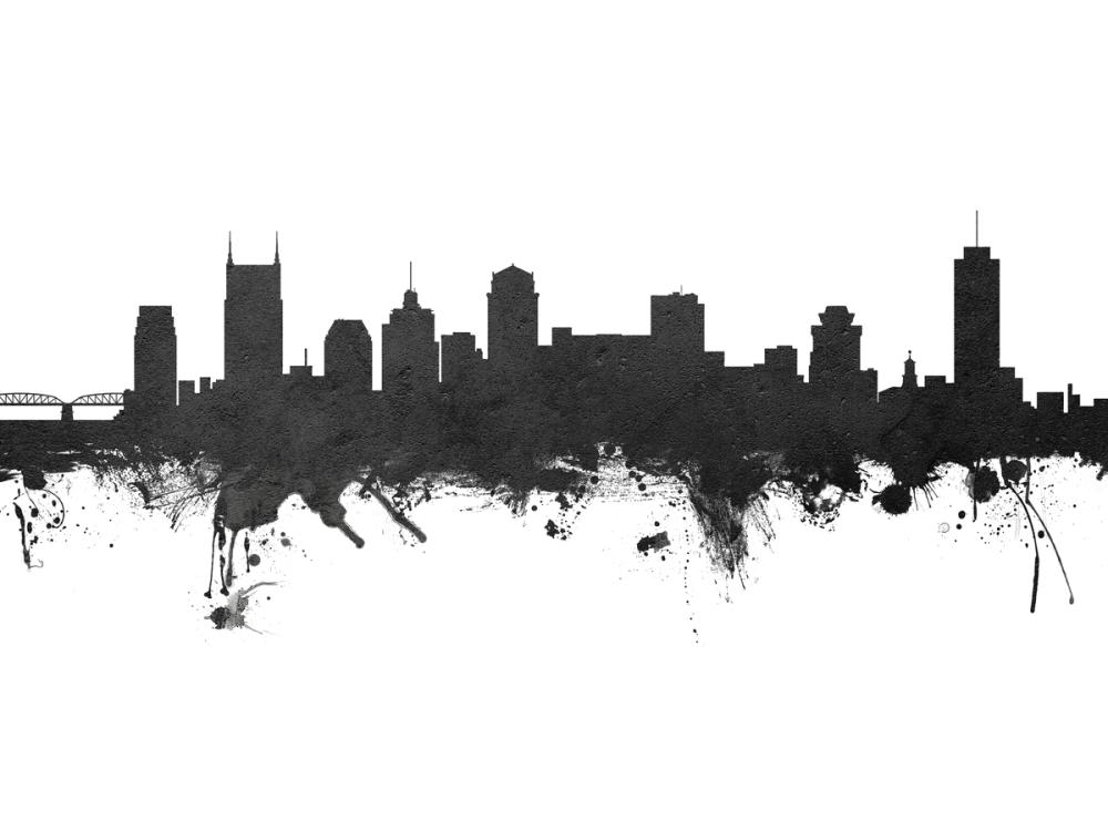 Nashville Tennessee Skyline Black & White