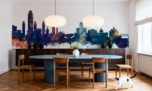 Albany New York Skyline Blue & Bronze